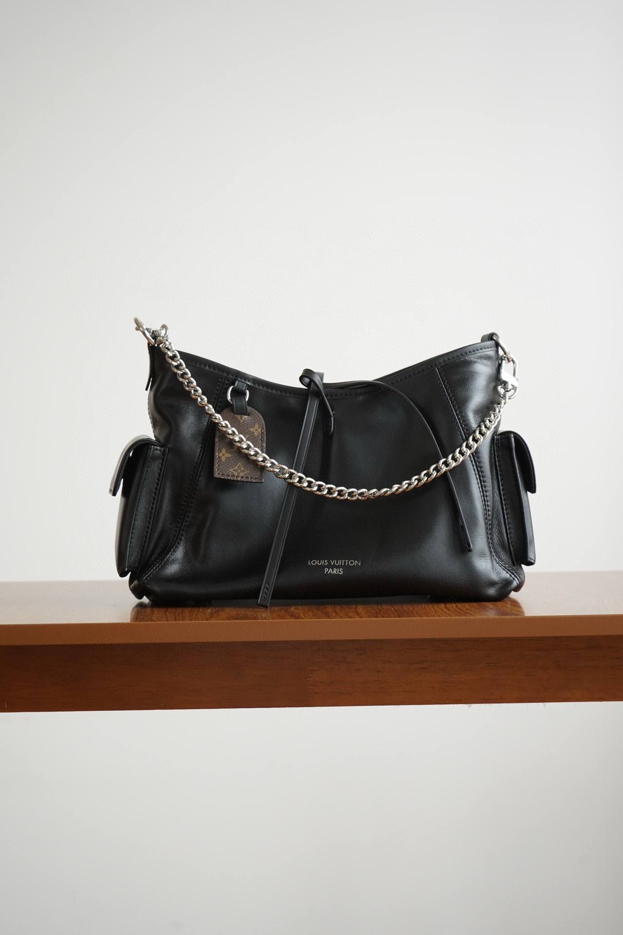 NIGO Louis Vuitton Women's Black Letter Logo Detachable Adjustable Shoulder Strap Lambskin Tote Handbag Shoulder Bag Bags #nigo98841