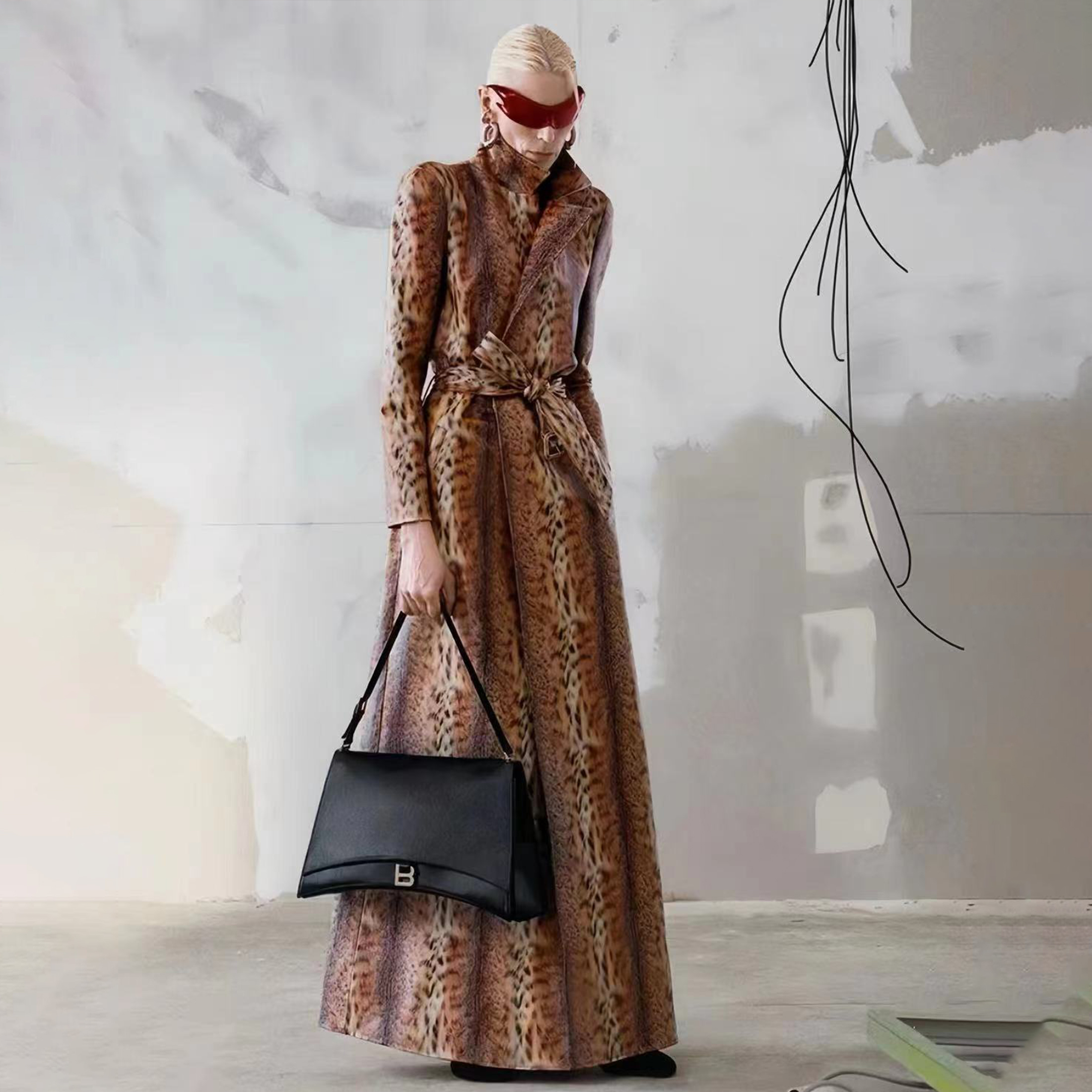 NIGO Balenciaga Women's Spring And Fall Fashion Temperament Leopard Print Sheepskin Long Trench Coat Lapel Belt Luxury Jacket Ngvp #nigo8117