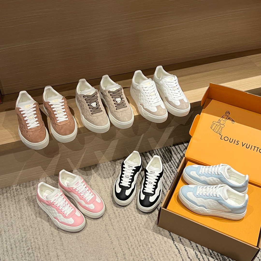 NIGO Louis Vuitton Women's Colorblocking Suede Leather Low Top Lace Up Casual Sneakers Shoes #nigo98863