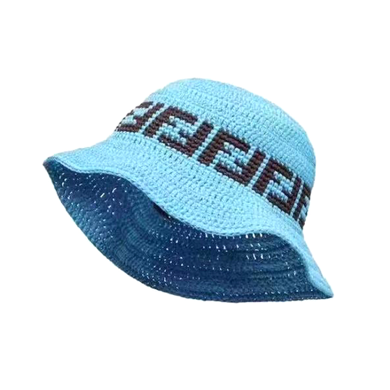 NIGO Fendi Women's Blue Faux Cotton Woven Fisherman's Hat Cap #nigo98864