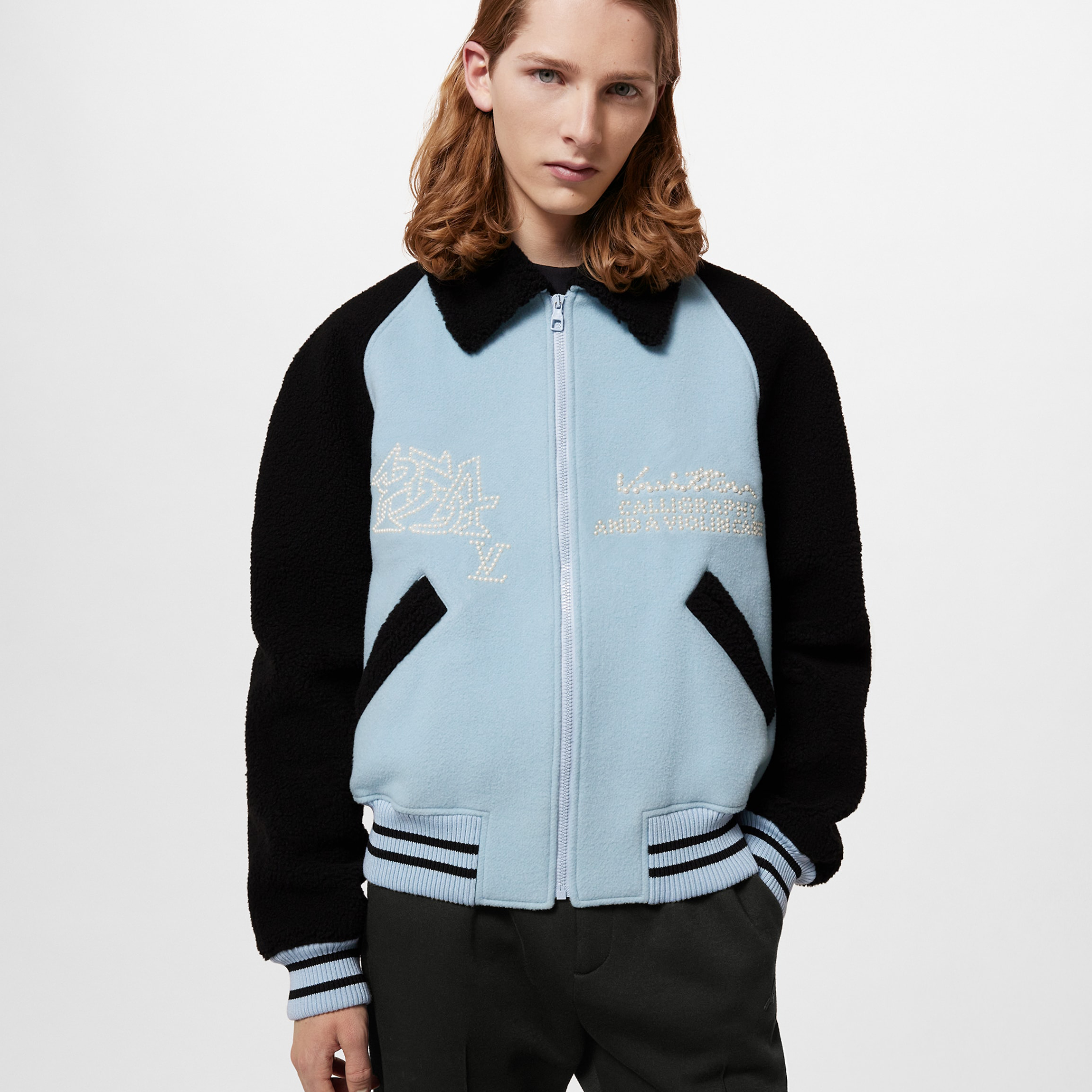 NIGO Louis Vuitton Men's Autumn and Winter Color Blocking Letter Logo Stripe Embroidery Long Sleeve Zipper Jacket #nigo98858