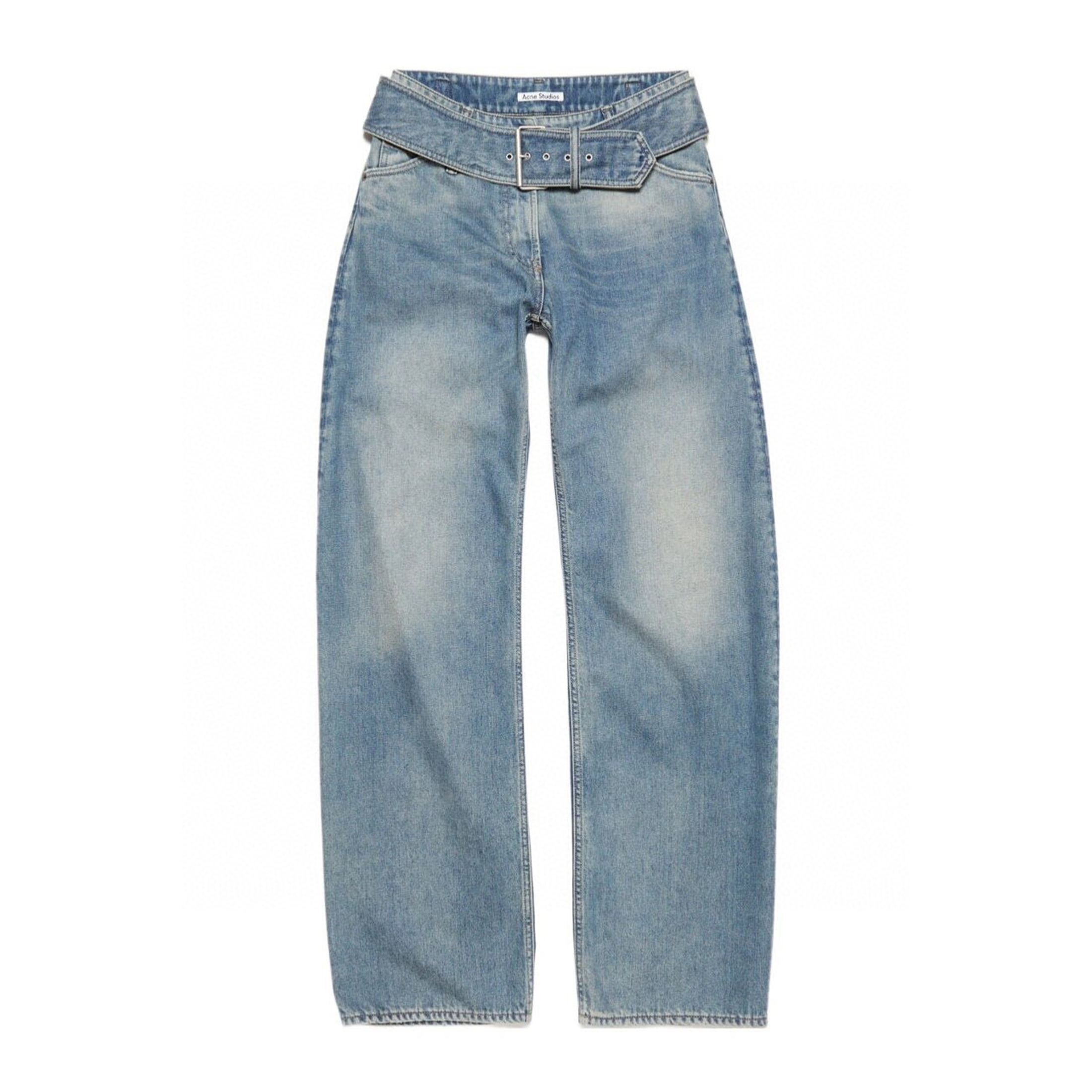 NIGO Acne Studios Women's Four Seasons Fashion Solid Color Mid Waist Vintage Washed Denim Belted Trousers Ngvp #nigo8128