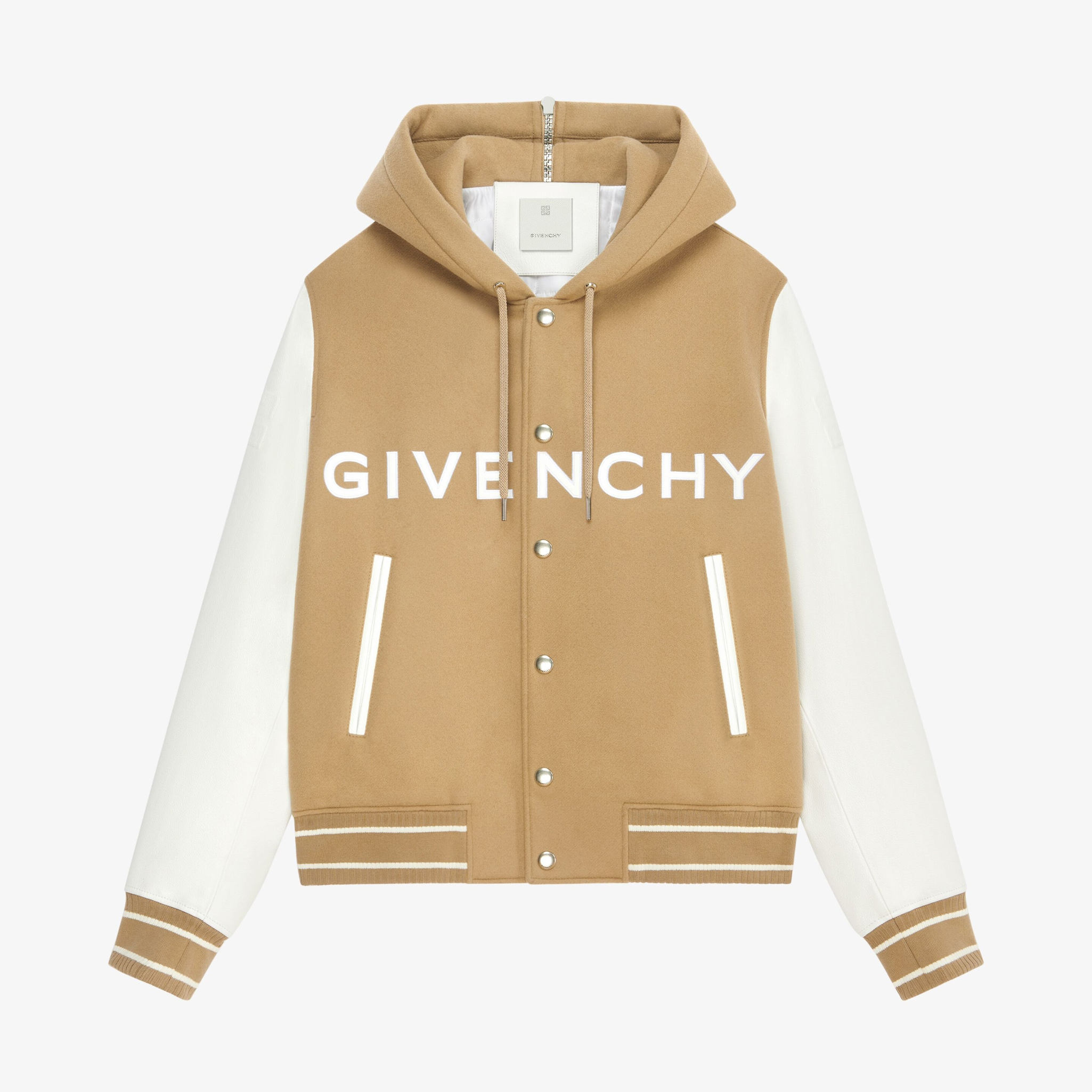 NIGO Givenchy Men's Autumn and Winter Color Blocking Single Breasted Wool and Leather Hooded Jacket #nigo98878