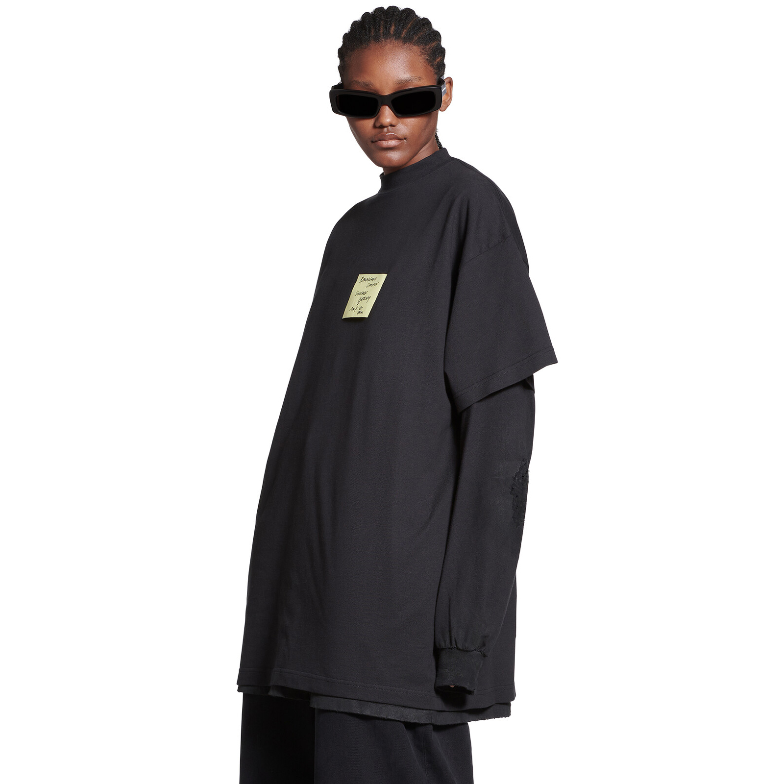 NIGO Balenciaga Men's Summer Sticky Note Black Vintage Plain Wide Fit Cotton Short Sleeve T-Shirt #nigo98886