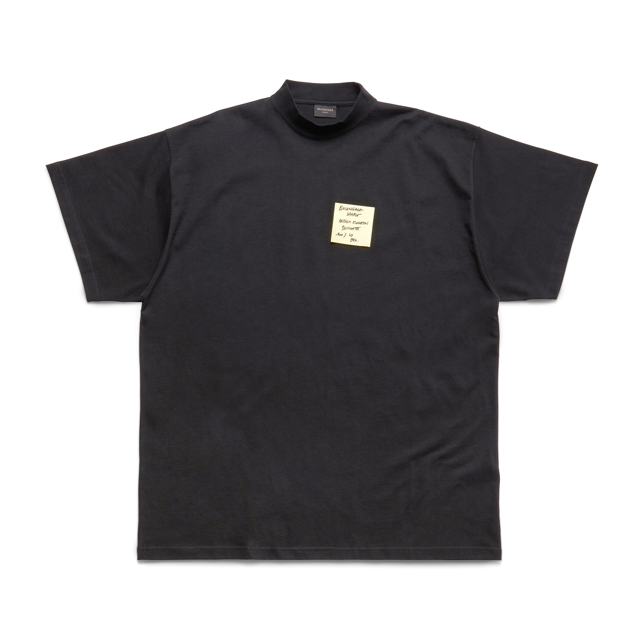 NIGO Balenciaga Men's Summer Sticky Note Black Vintage Plain Wide Fit Cotton Short Sleeve T-Shirt #nigo98886