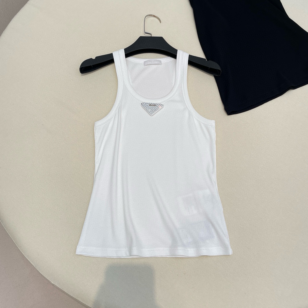 NIGO Prada Women's Summer Beaded Logo Cotton Sleeveless Camisole Tank Top Vest #nigo98887