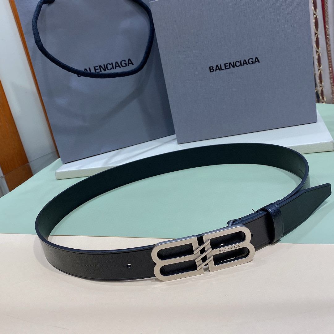 NIGO Balenciaga Men's BB Signature Metal Logo Belt In Black Width3cm  #nigo98914