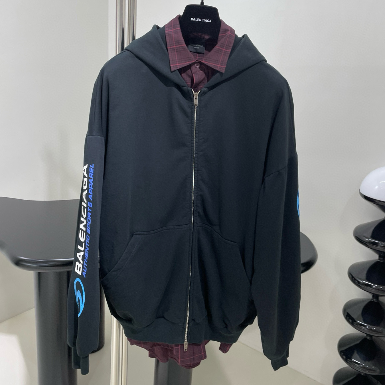 NIGO Balenciaga Men's Fall And Winter False Two Piece Single Breasted Plaid Shirt Hooded Zipper Long Sleeved Jacket #nigo98921