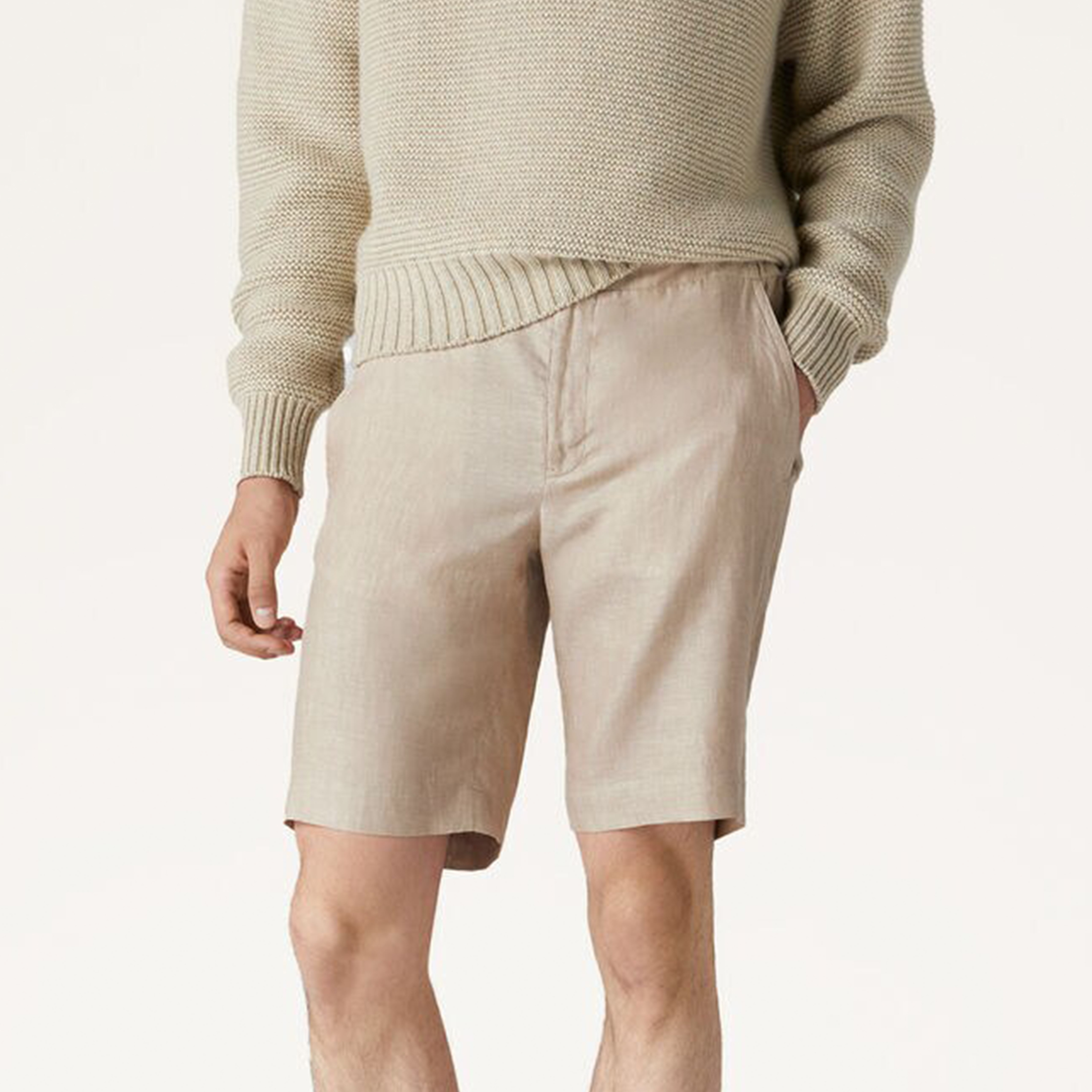 NIGO Loro Piana Men's Spring And Summer Trend Fashion Mid-waist Tie Shorts Linen Solid Color Casual Pants Ngvp #nigo8163