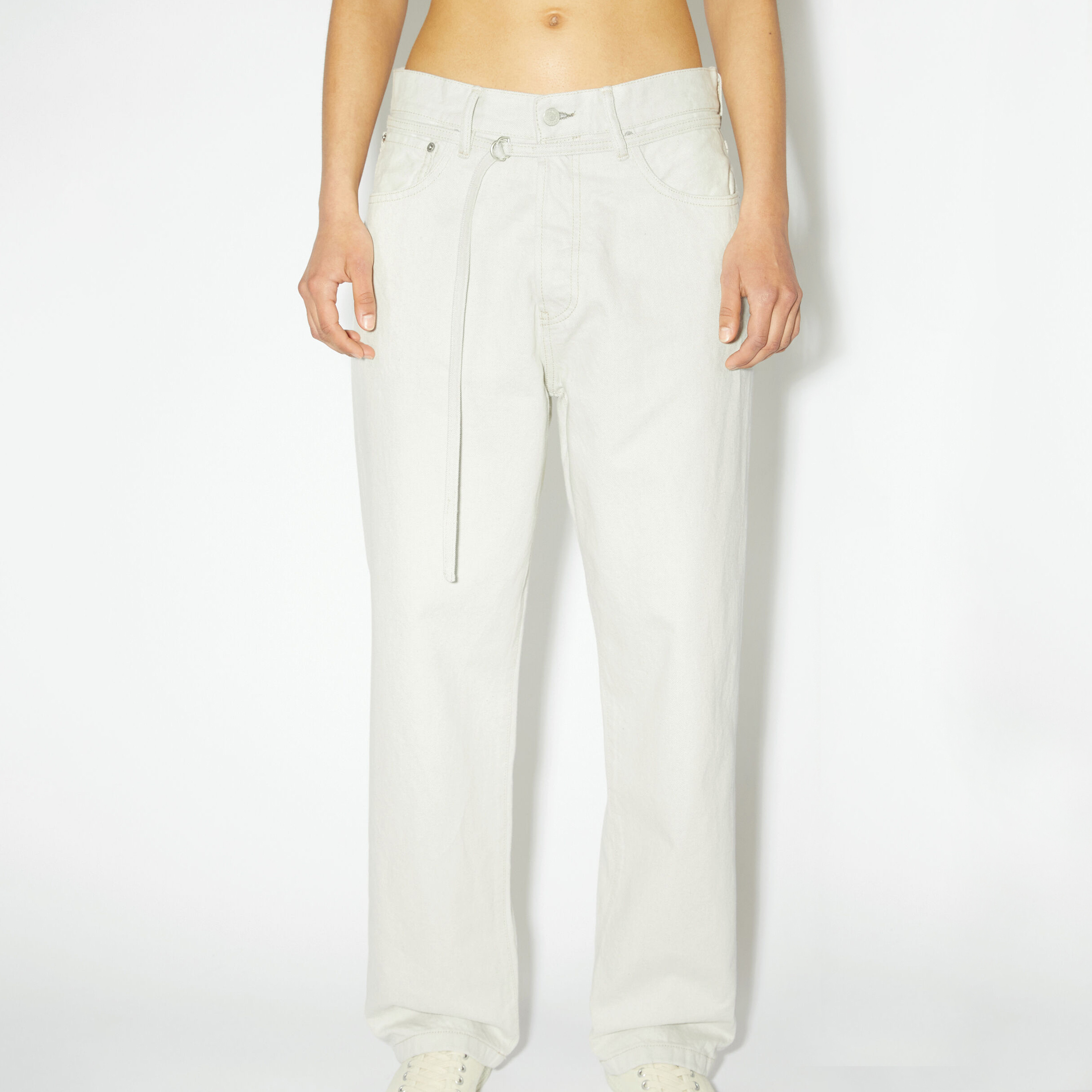 NIGO Acne Studios Men's Women's Four Seasons Solid Colour Cotton Adjustable Belt Loose Pants Straight Denim Pant Ngvp #nigo8174