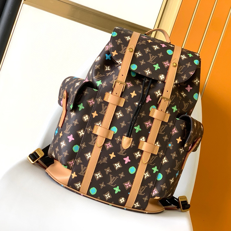 NIGO Louis Vuitton Men's and Women's Logo Printed Leather Shoulder Bag Backpacks Rucksacks Bags #nigo98944