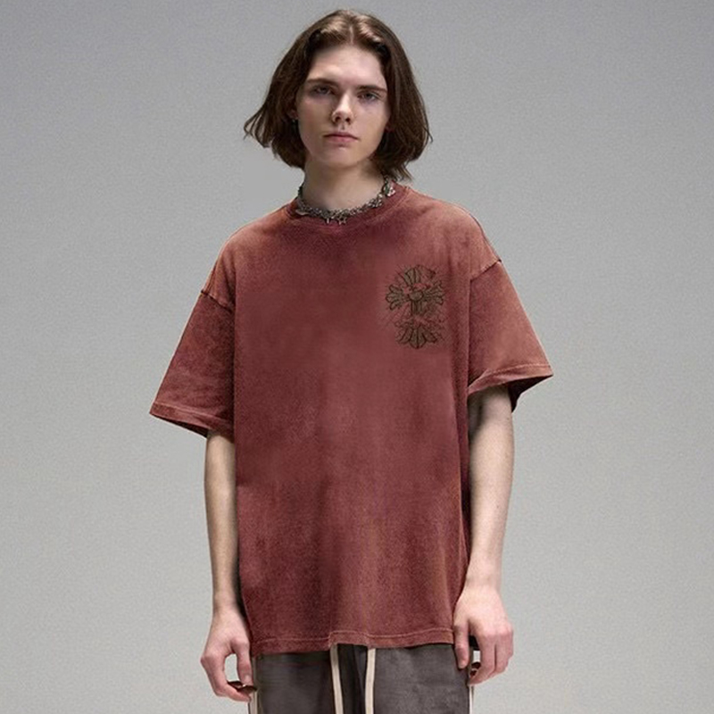 NIGO Chrome Hearts Men's Summer Hot Drill Logo Print Round Neck Cotton Short Sleeve T-Shirt #nigo98931