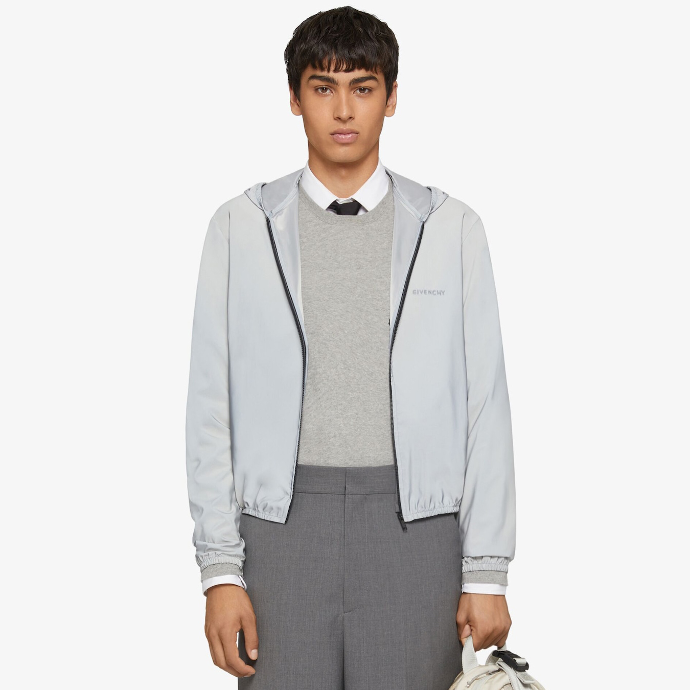 NIGO Givenchy Men's Spring and Autumn Light Blue Letter Printed Zipper Hooded Reflective Slim Long Sleeve Windbreaker Jacket #nigo98965