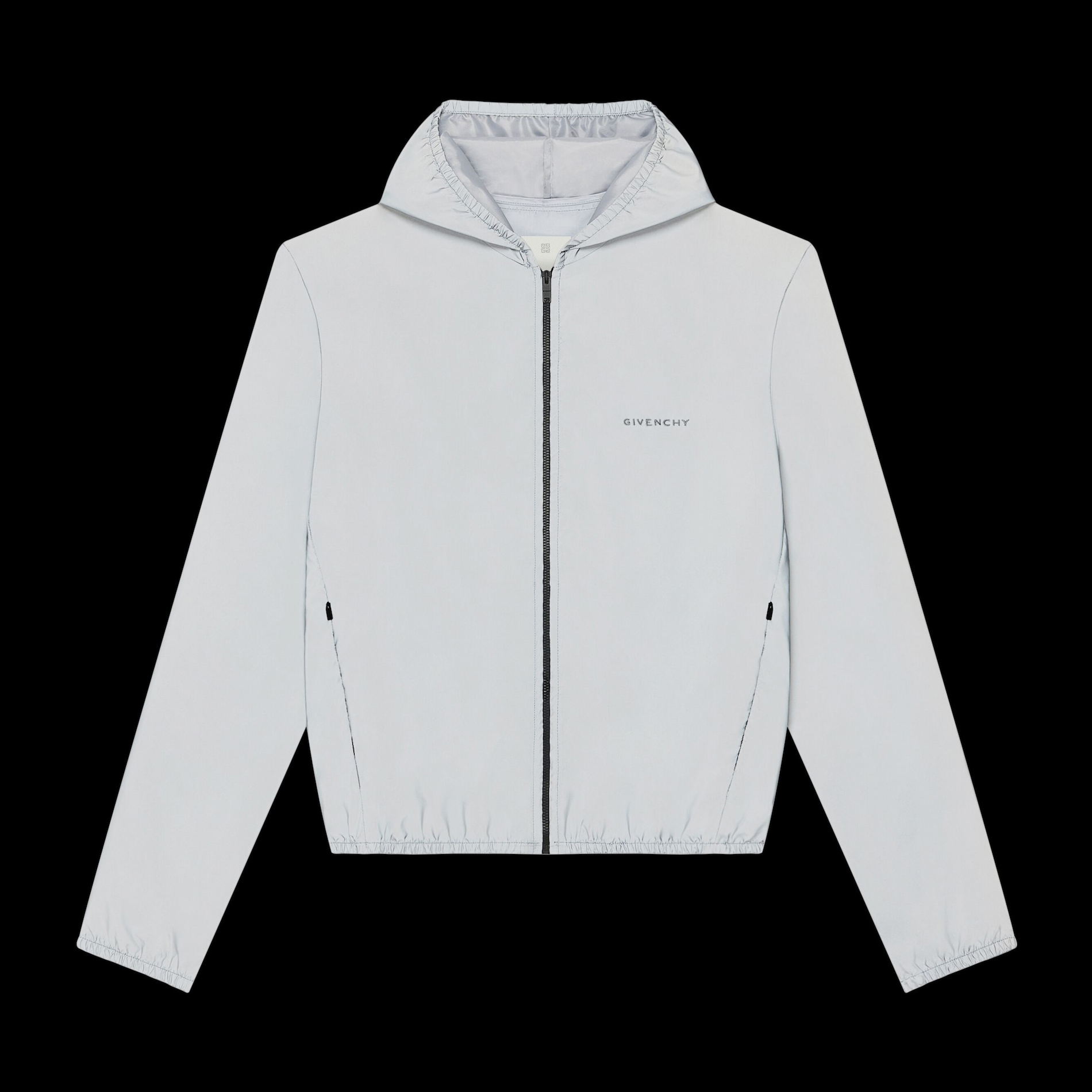 NIGO Givenchy Men's Spring and Autumn Light Blue Letter Printed Zipper Hooded Reflective Slim Long Sleeve Windbreaker Jacket #nigo98965