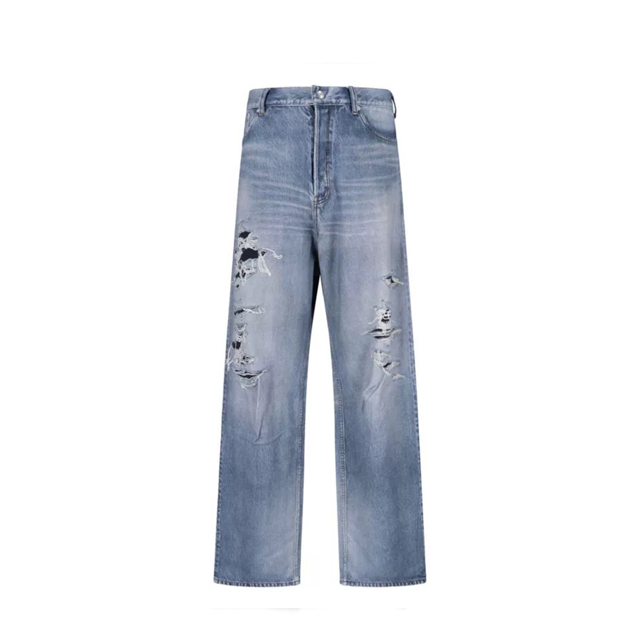 NIGO Balenciaga Men's And Women's Spring And Fall Cotton Printed Jeans Broken Holes Vintage Washed Casual Straight Pants Ngvp #nigo8169