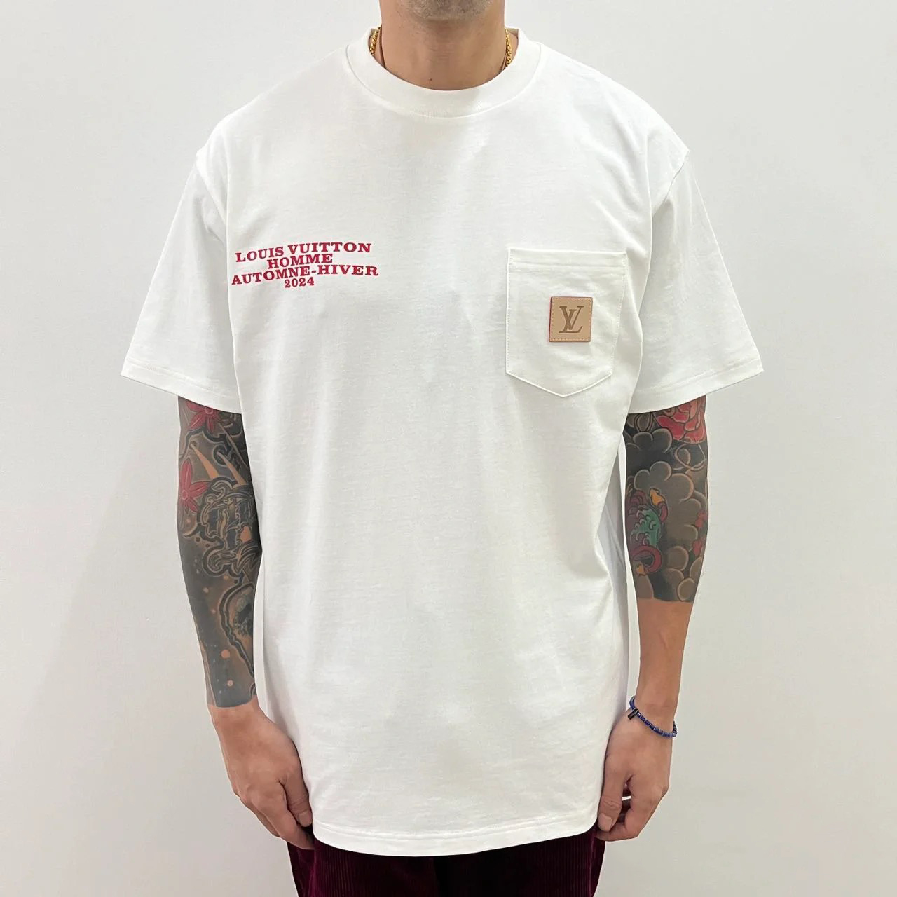 NIGO Louis Vuitton Men's Summer Letter Printed Patch Pocket Round Neck Cotton Short Sleeve T-Shirt #nigo98991
