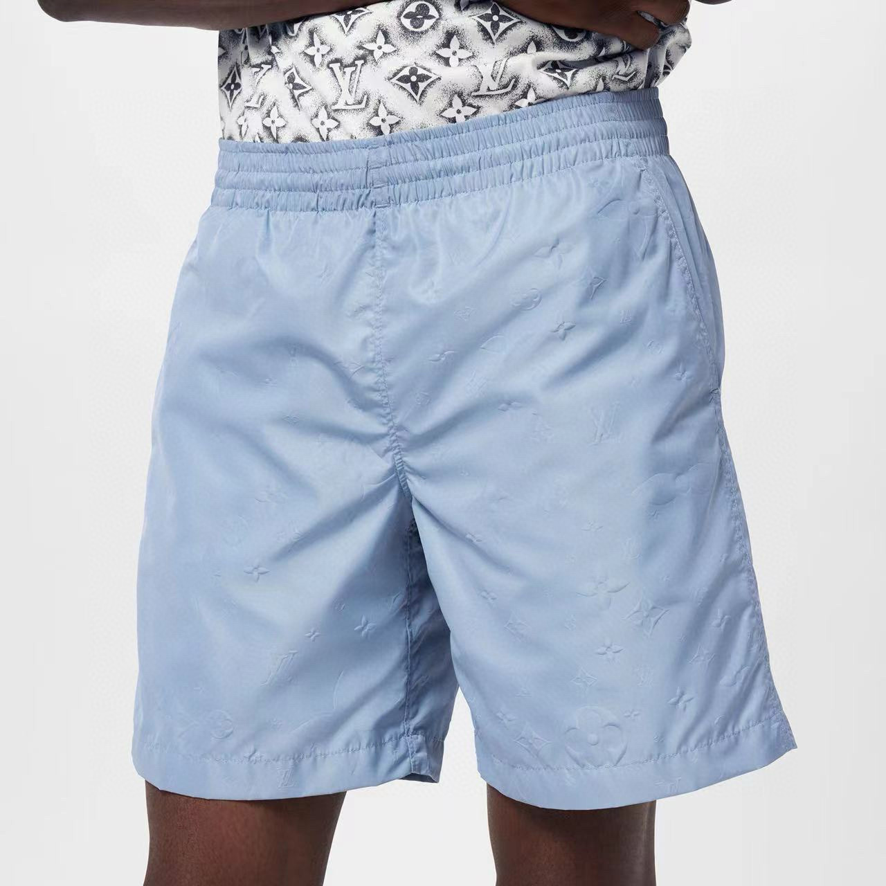 NIGO Louis Vuitton Men's Summer Solid Color Logo Full Print Drawstring Elastic Waist Casual Shorts Pants #nigo98982