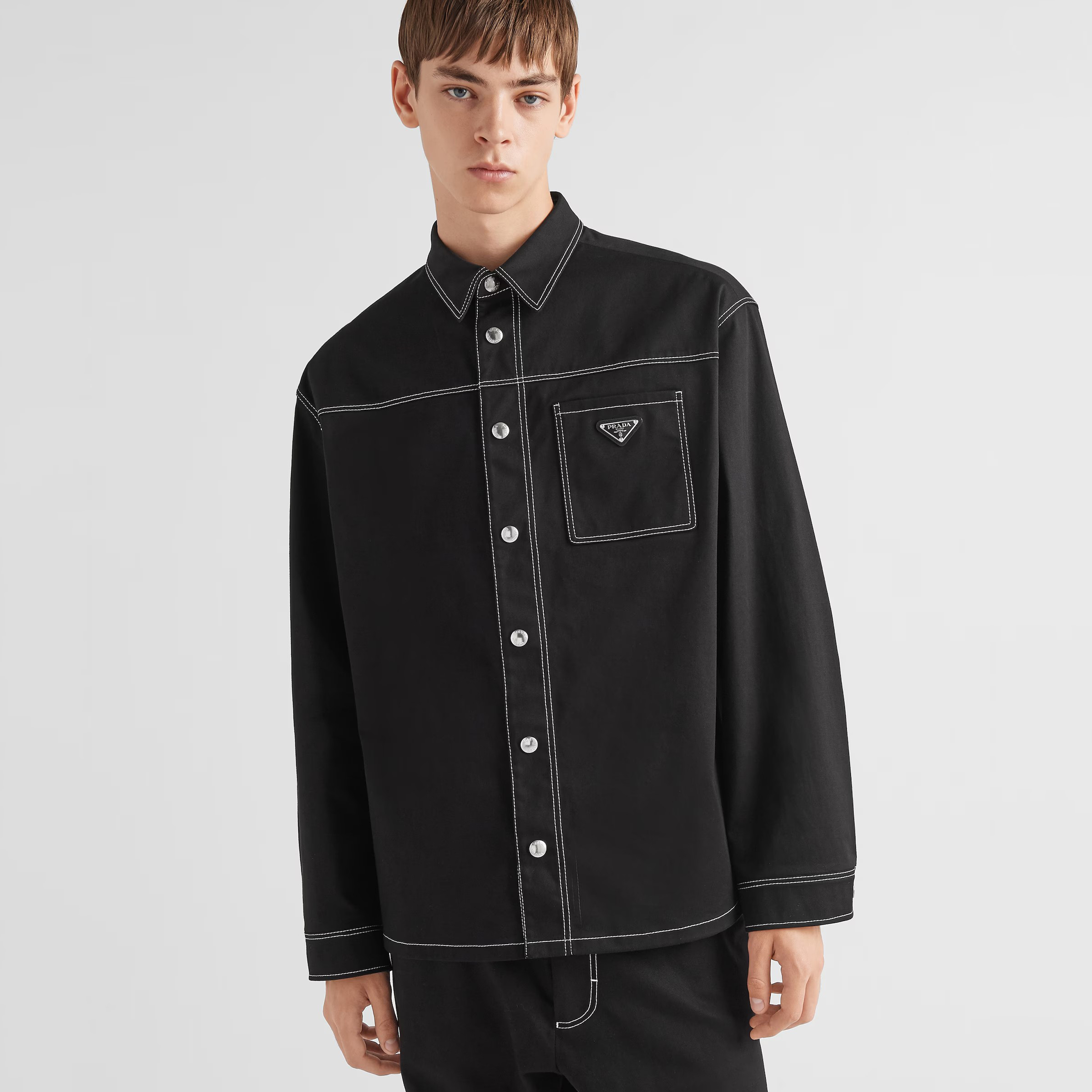 NIGO Prada Men's Autumn and Winter Cotton Solid Color Lapel Fit Long Sleeve Shirt Jacket #nigo98978