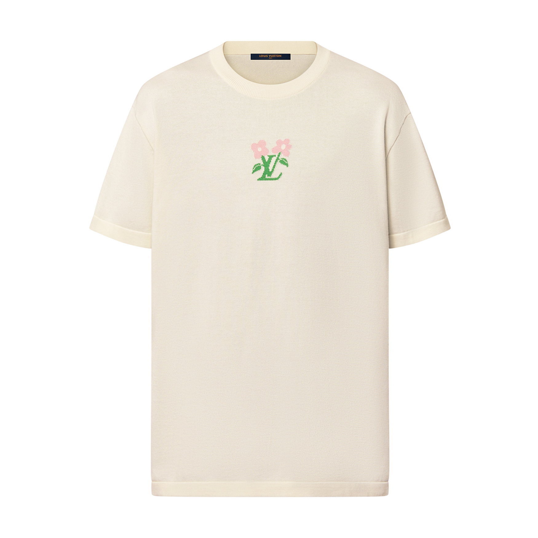 NIGO Louis Vuitton Men's Summer Floral Letter Print Beige Cotton Knit Round Neck Short Sleeve T-Shirt #nigo98979