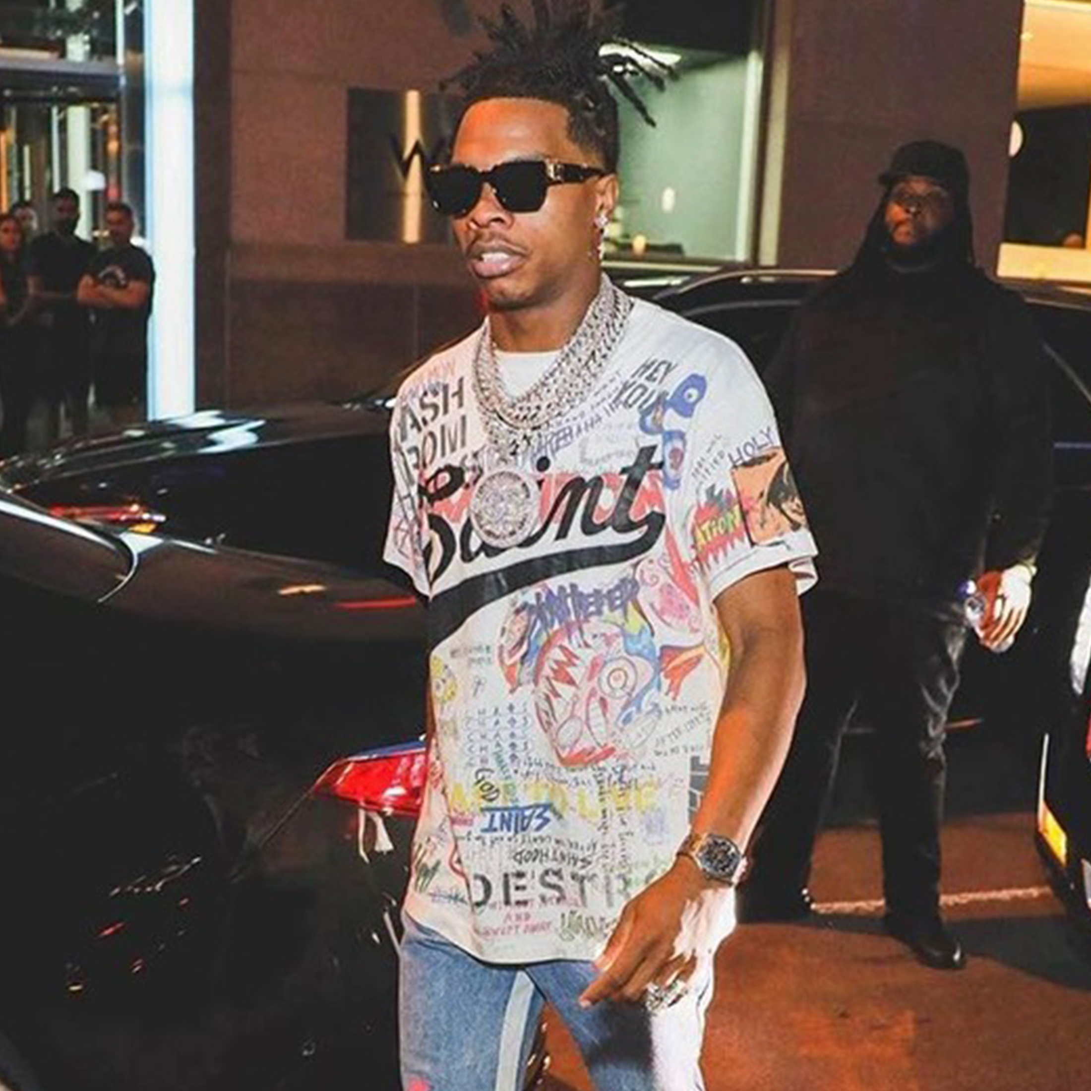 NIGO Saint Michael Men's And Women's Spring And Summer Graffiti Short-sleeved Retro Old Letters Loose Casual T-shirt Short-sleeved Tops Ngvp #nigo8189