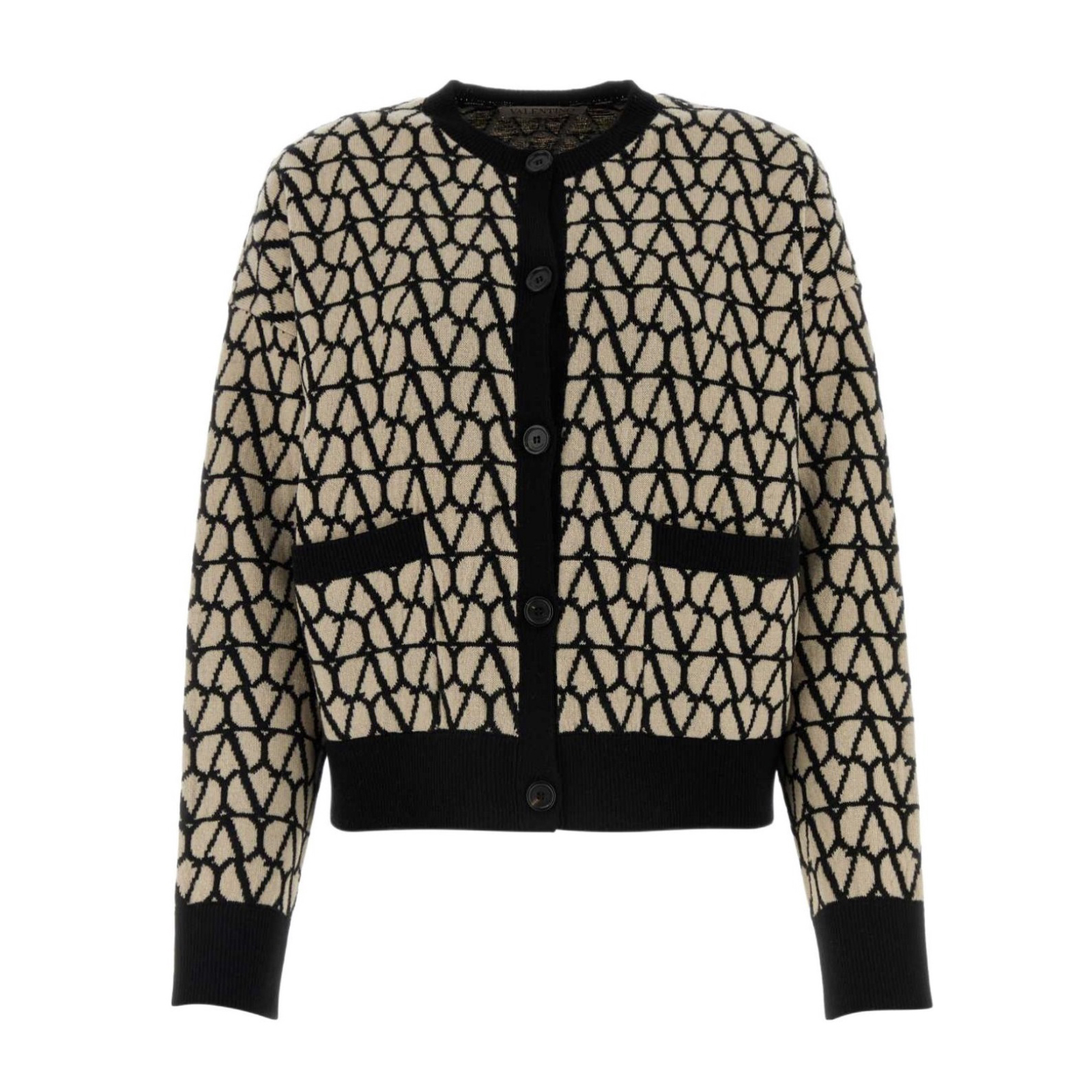 NIGO Valentino Women's Autumn/Winter Logo Jacquard Wool Blend Single Breasted Long Sleeve Knitted Jacket #nigo99116