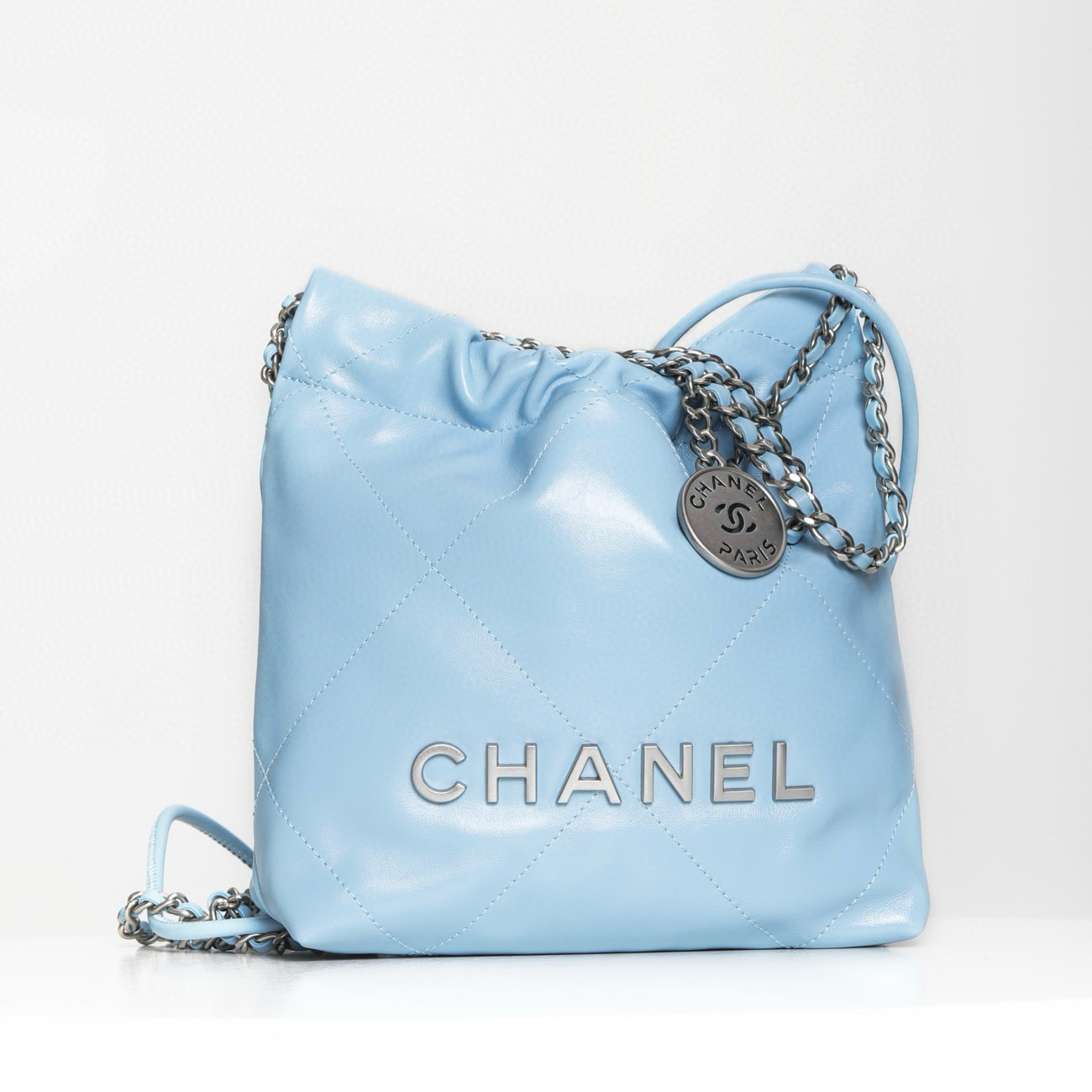 NIGO Chanel Women's Letter Logo Lattice Drawstring Closure Shiny Calfskin Mini Shoulder Crossbody Bag Bags #nigo99112