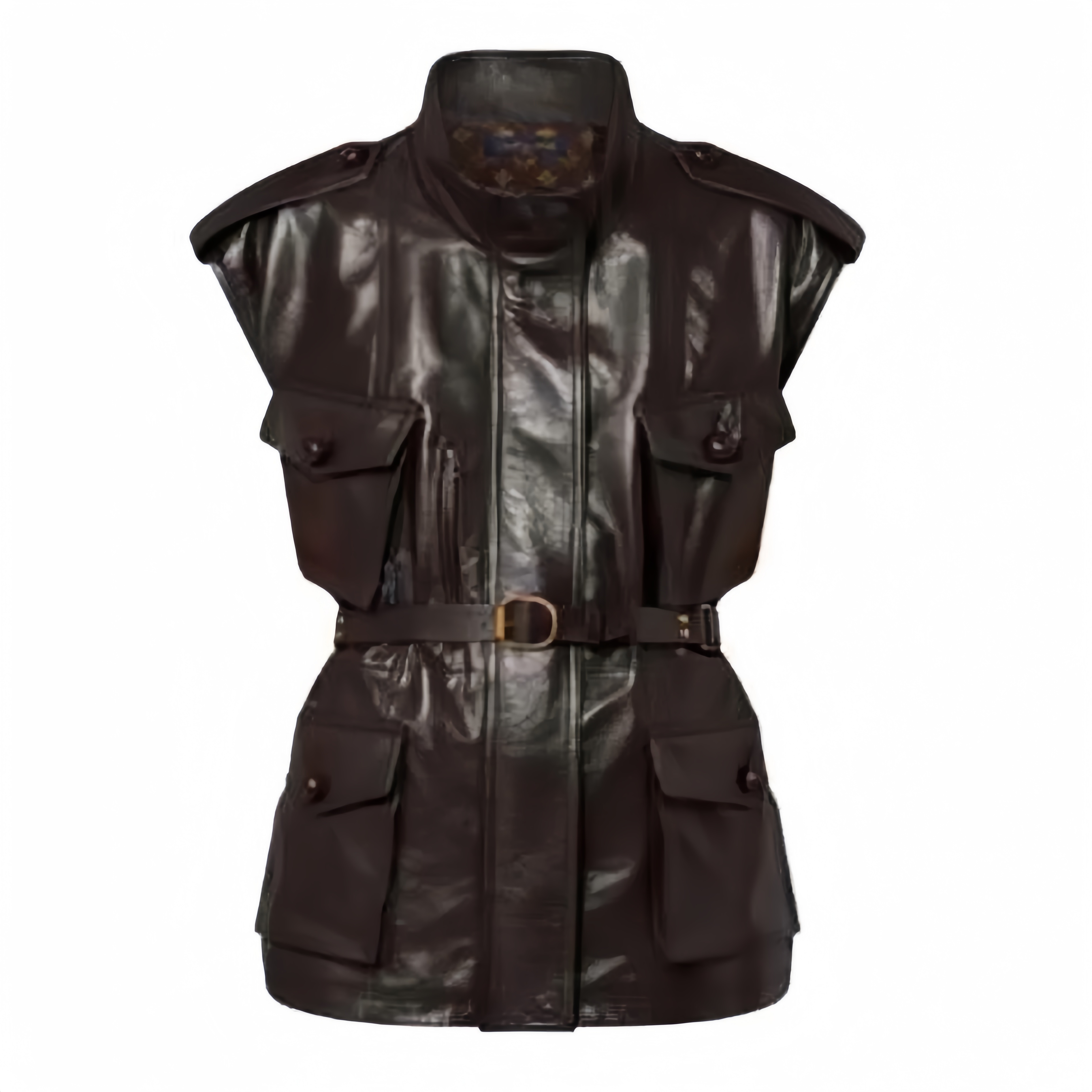 NIGO Louis Vuitton Women's Spring And Autumn Dark Curry Casual Loose Sleeveless Sheepskin Jacket Belt Lapel Vest Jacket Ngvp #nigo8188