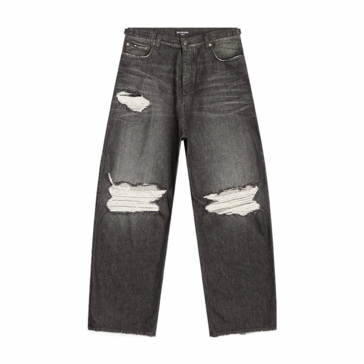 NIGO Balenciaga Men's Four Seasons Black Cotton Mid Waist Loose Ripped Denim Pants Ngvp #nigo8181