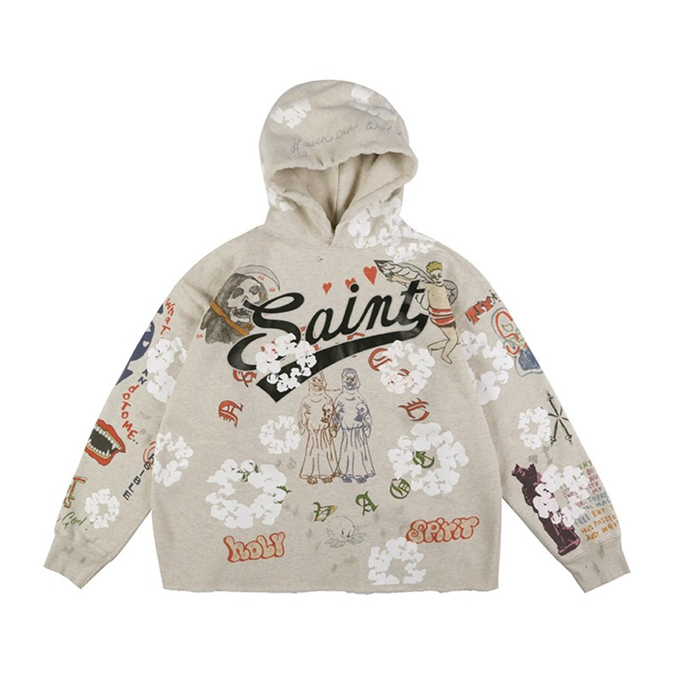 NIGO Saint Michael Men's And Women's Spring And Summer Graffiti Retro Old Letter Print Loose Casual Long-sleeved Hooded Sweater Tops Ngvp #nigo8191