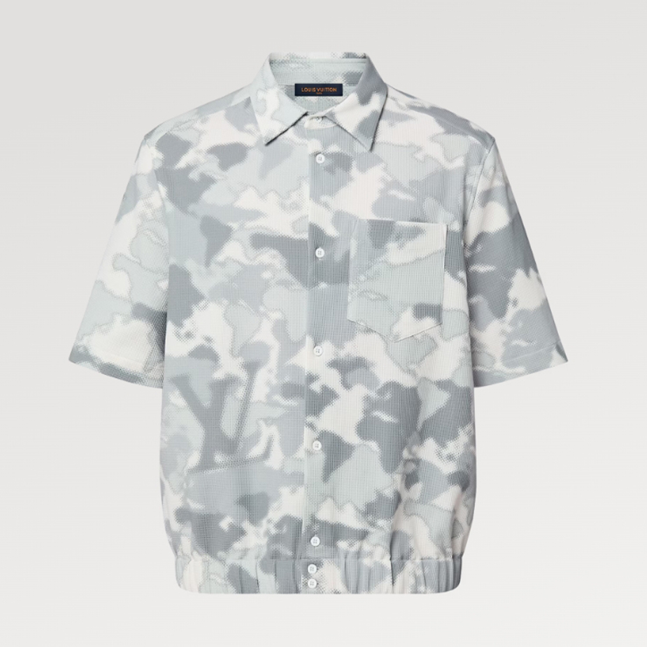 NIGO Louis Vuitton Men's Gray Summer Cotton Blend Single Breasted Camouflage Short Sleeve Fitted Shirt Ngvp #nigo8211