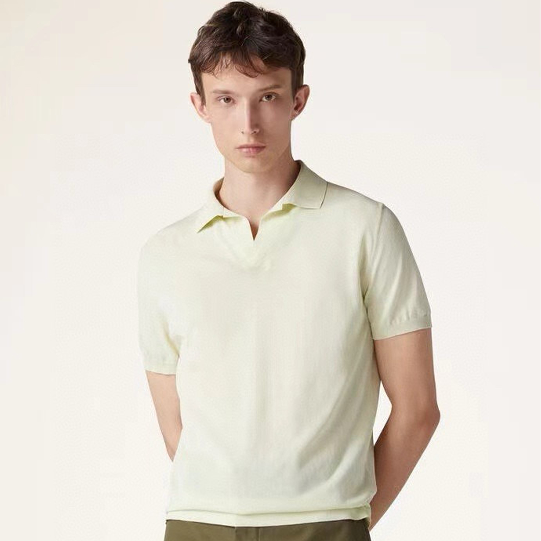 NIGO Loro Piana Men's Summer Solid Color Lapel Fit Ryome Short Sleeve Polo Shirt Ngvp #nigo8214