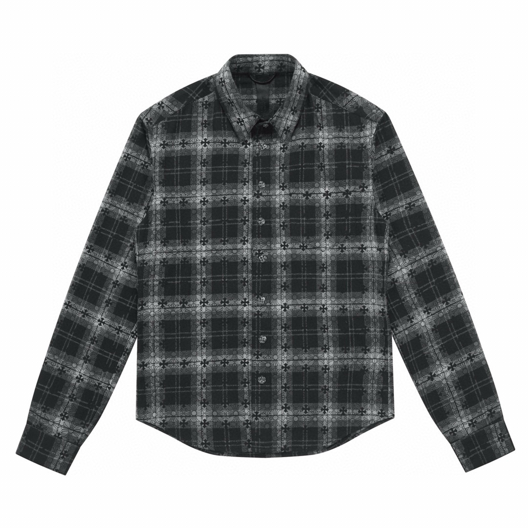 NIGO Chrome Hearts Men's Spring and Autumn Dark Logo Lapel Single Breasted Long Sleeve Shirt #nigo99127