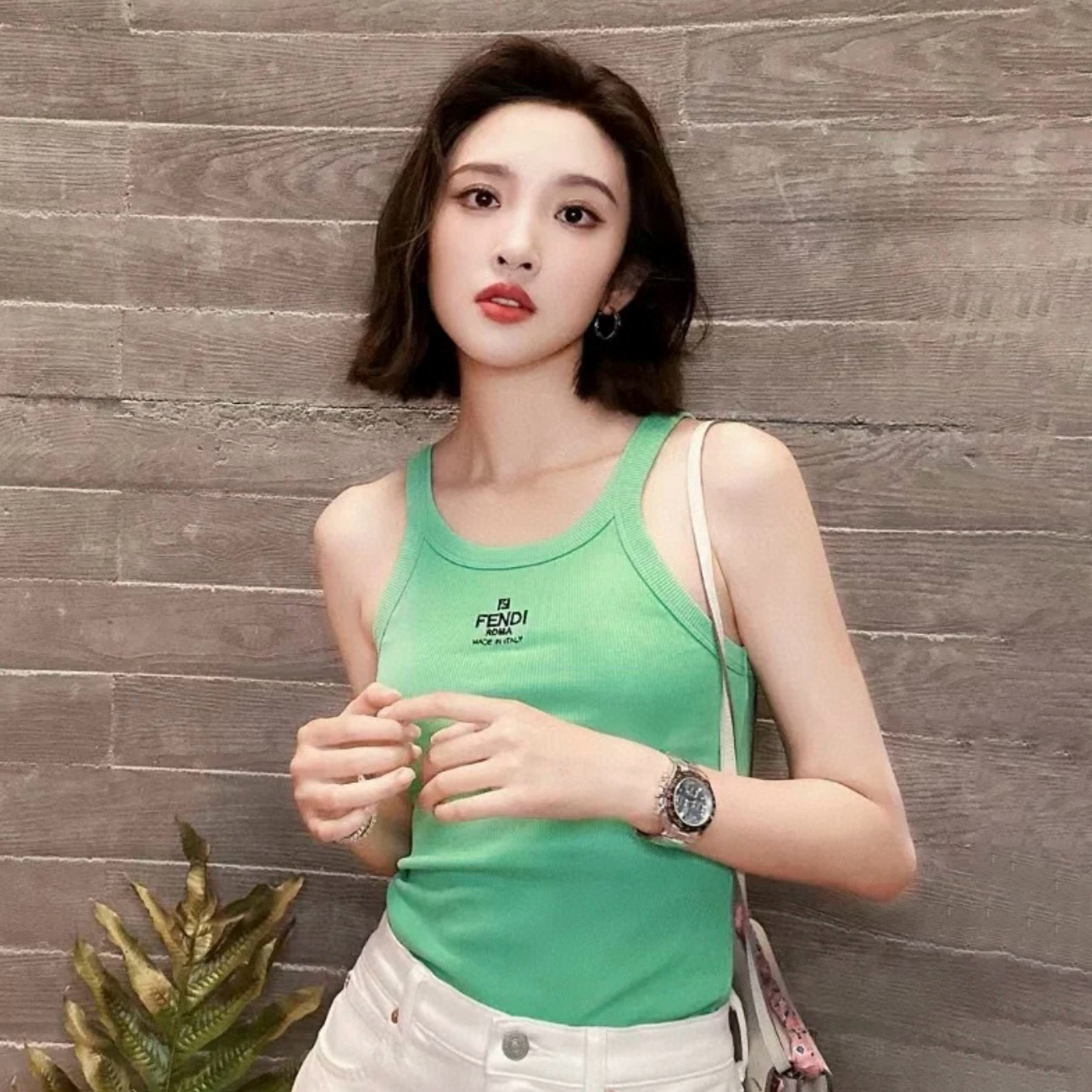 NIGO Fendi Women's Summer Logo Embroidery Solid Colour Sleeveless Camisole Tank Top #nigo99123