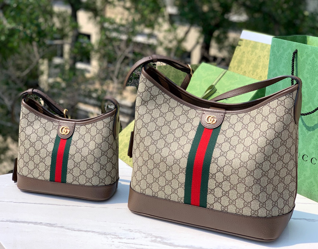 NIGO Gucci Women's Adjustable Shoulder Strap Canvas Patchwork Leather Bucket Bag Slanting Cross Shoulder Bags #nigo99119