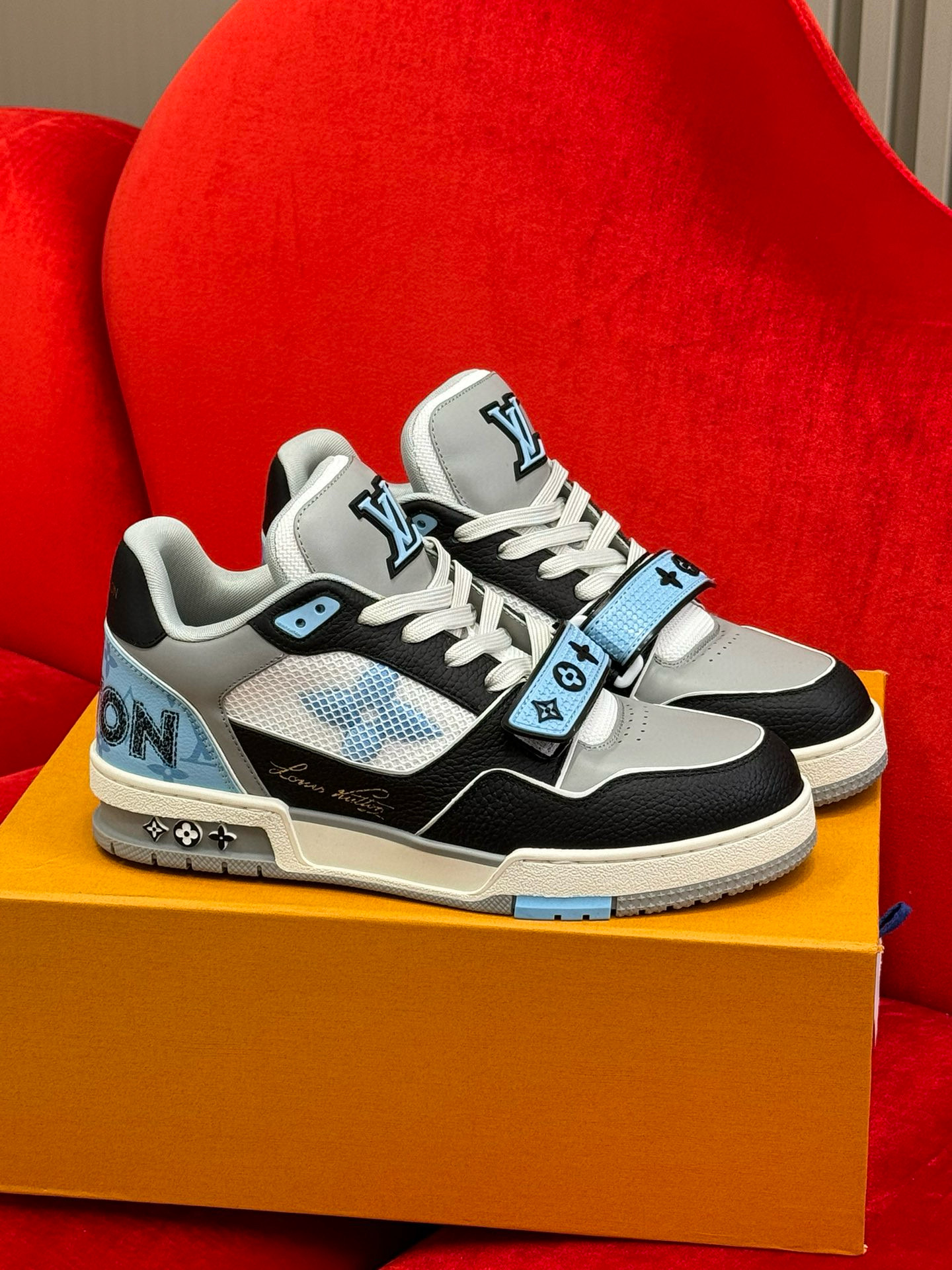 NIGO Louis Vuitton Men's LV Trainer Sneaker Fw24 Velcro Low Top Shoes #nigo99128