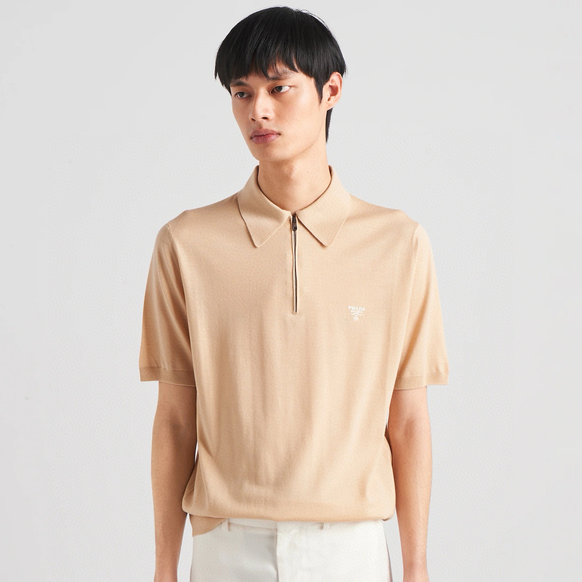 NIGO Prada Men's Summer Solid Colour Zip Polo Neck Polyester Lapel Short Sleeve T-Shirt #nigo99156