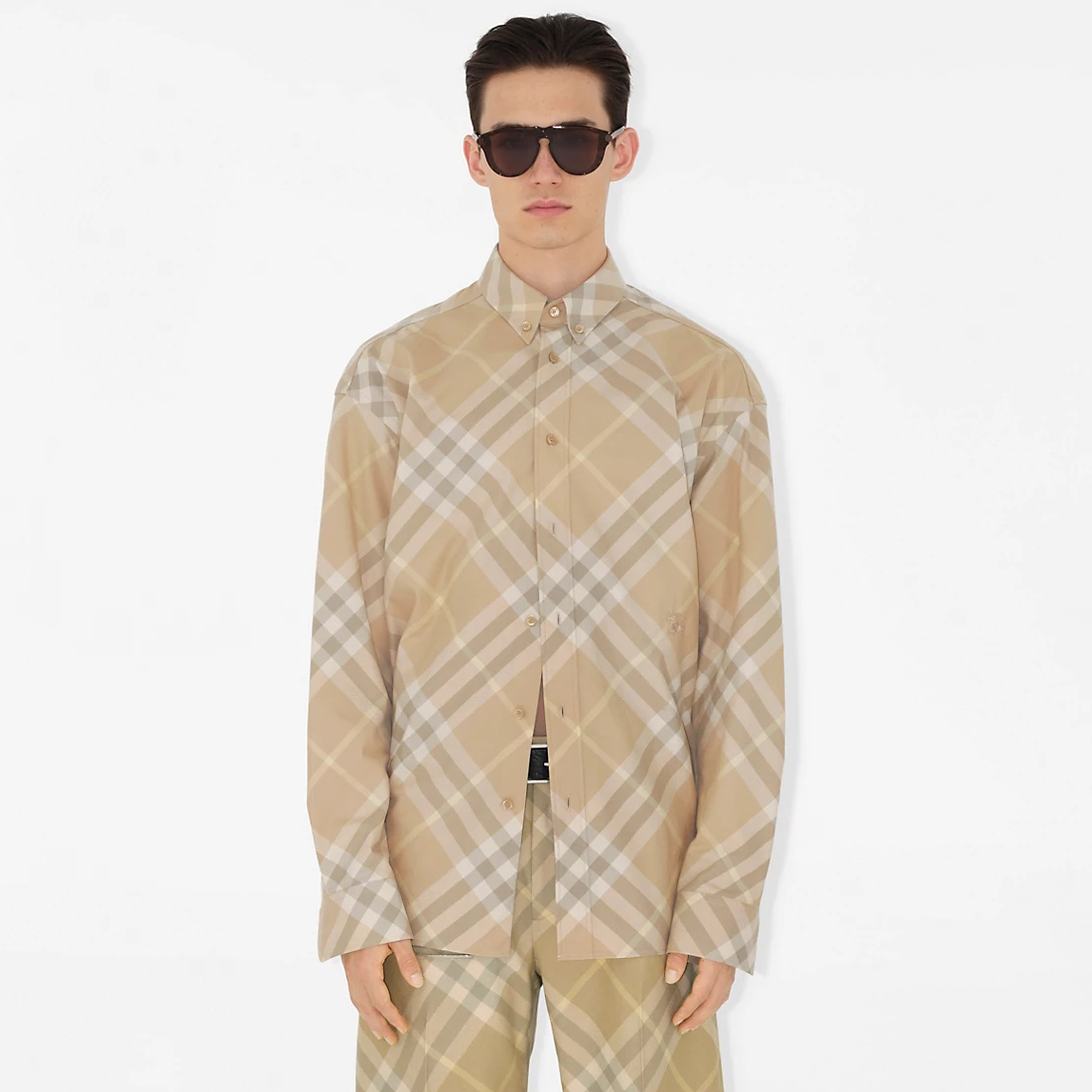 NIGO Burberry Men's and Women's Spring/Autumn Check Print Flip Lapel Single Breasted Long Sleeve Shirt #nigo99158