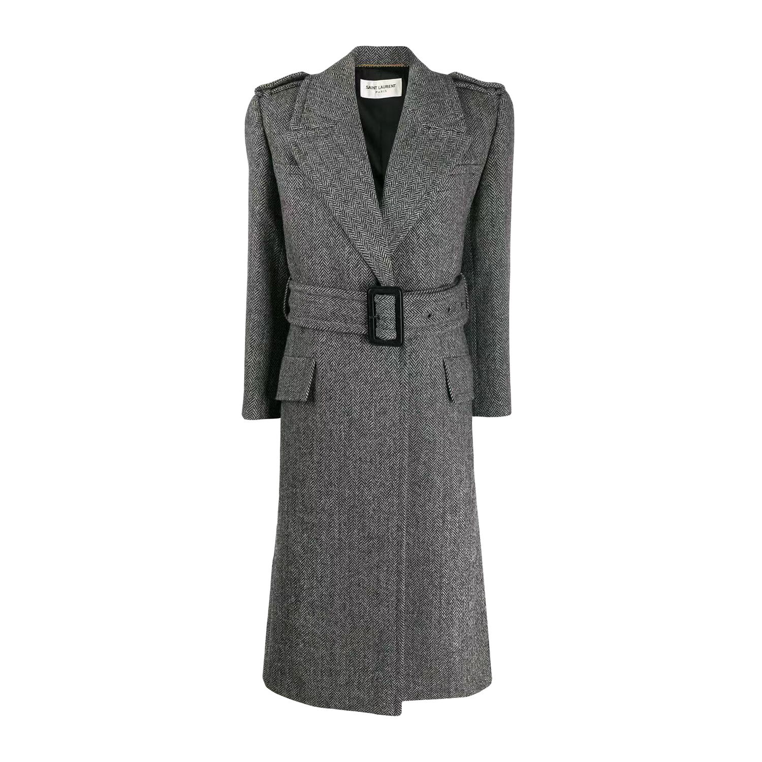 NIGO Saint Laurent Women's Autumn And Winter Grey Lapel Drawstring Wool Long Long Sleeved Coat Jacket #nigo99153