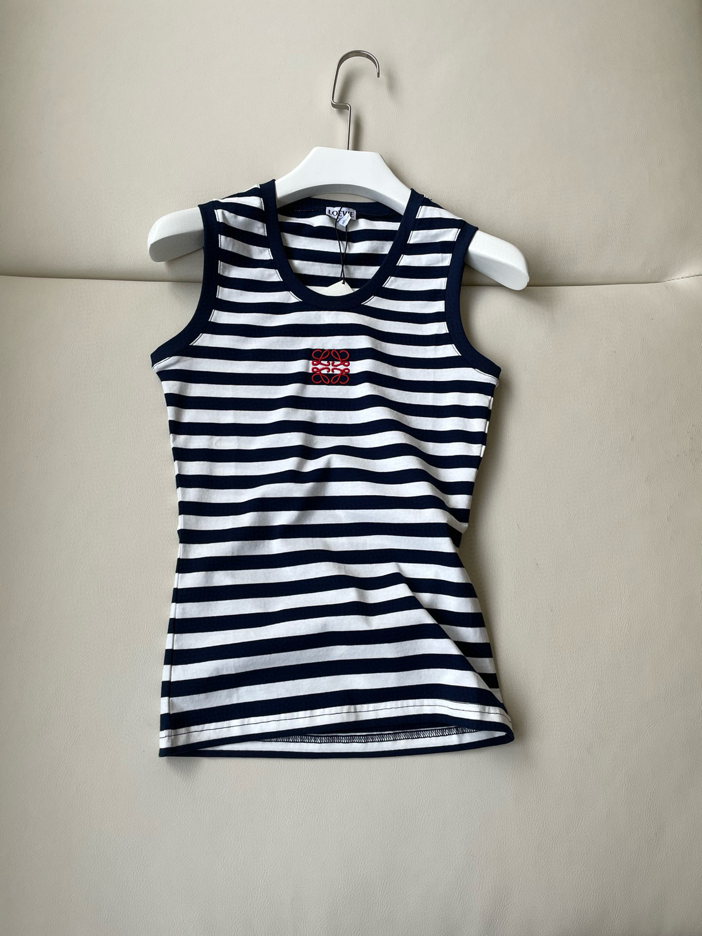 NIGO MiuMiu Women's Summer Black and White Striped Embroidered Logo Cotton Round Neck Sleeveless Tank Top #nigo99162