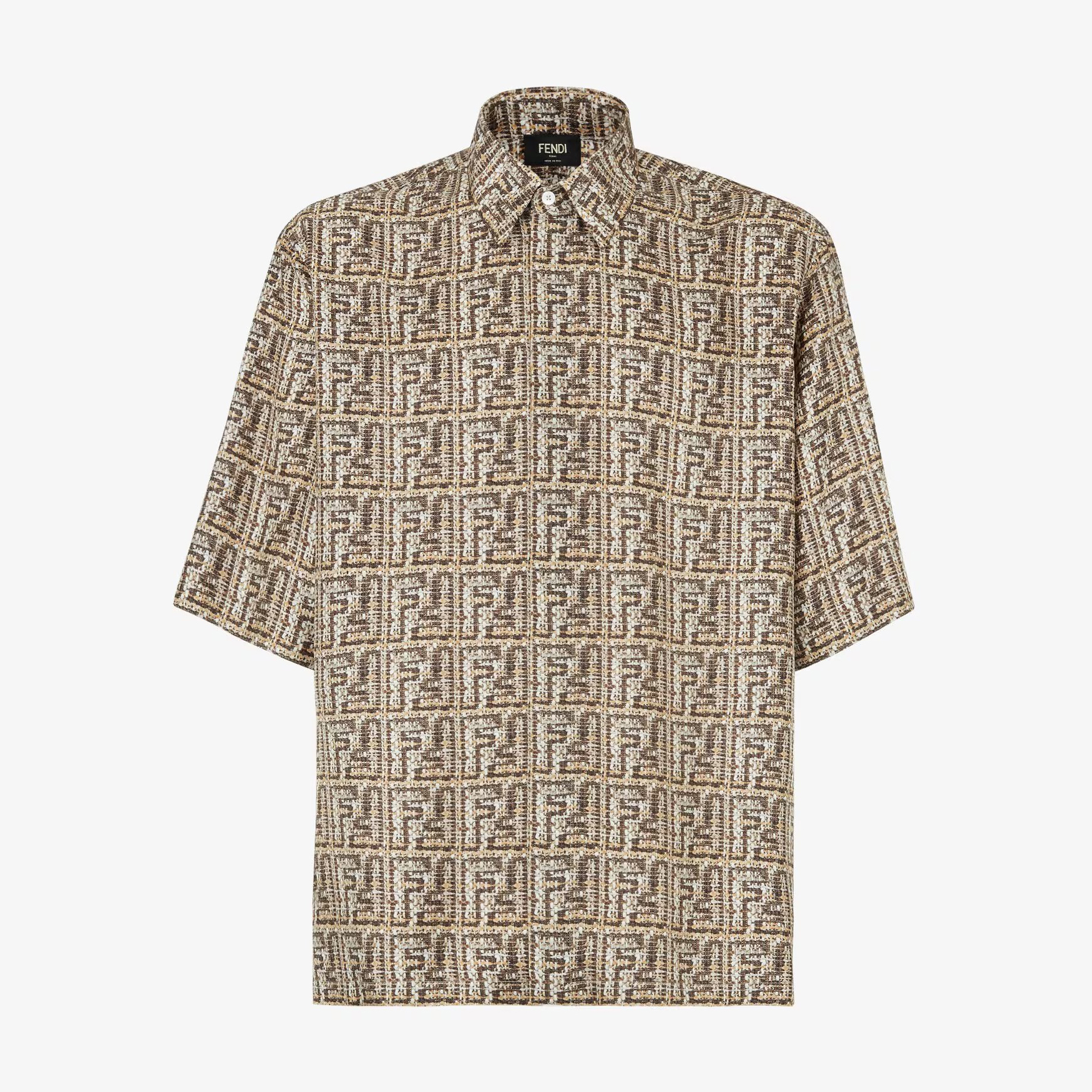 NIGO Fendi Men's Summer Letter Logo Full Print Single Breasted Short Sleeve Shirt #nigo99165