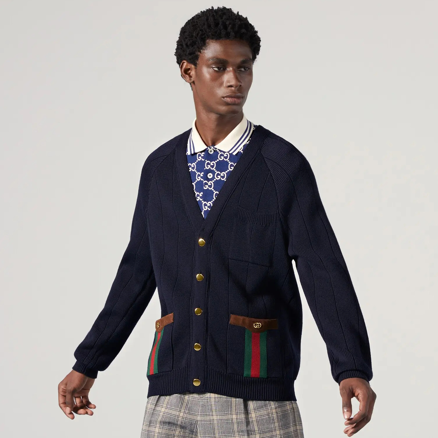 NIGO Gucci Men's Autumn and Winter Wool Blend V-Neck Loose Long Sleeve Knit Cardigan #nigo99182