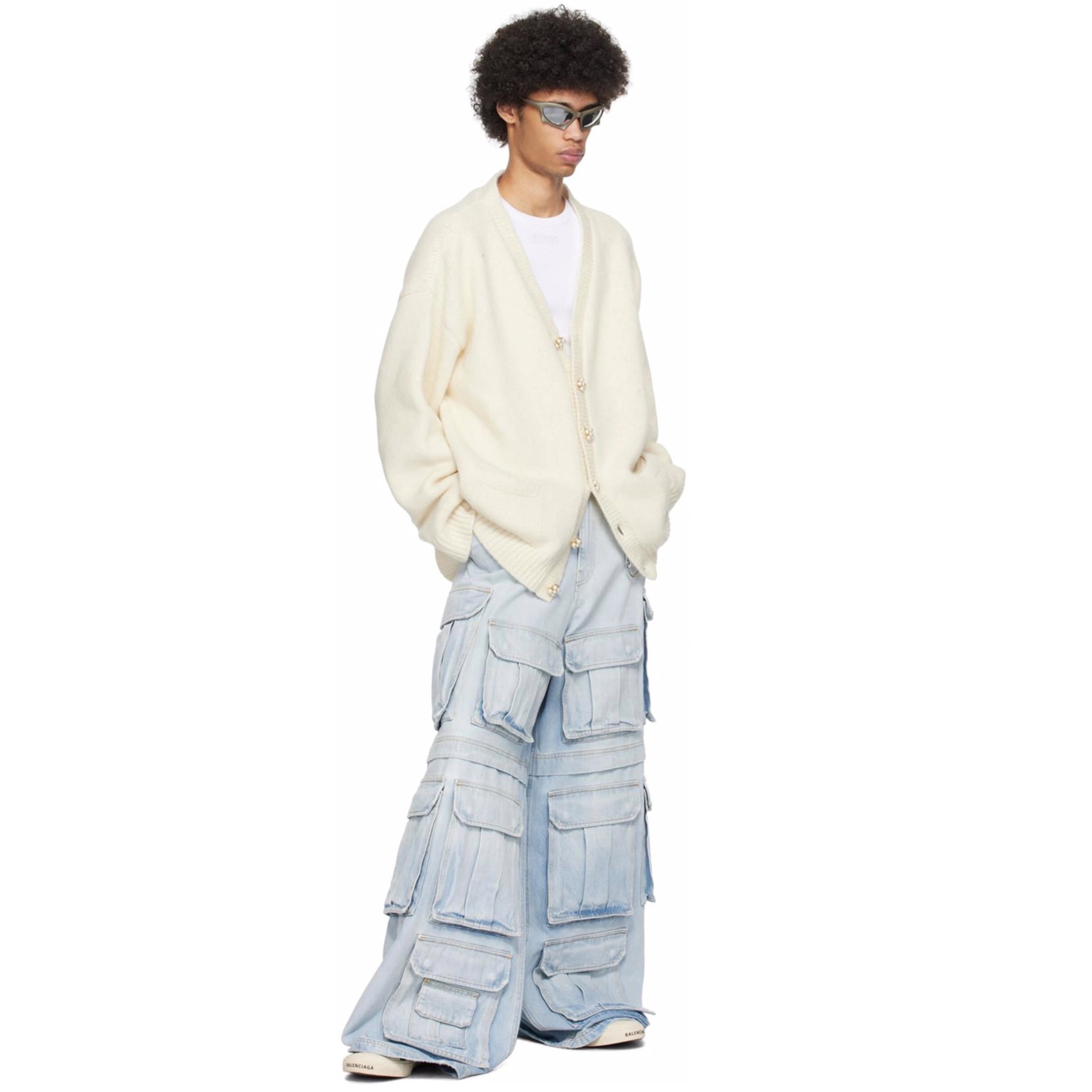 NIGO Vetements Men's Women's Cotton Washed Denim Trousers Zipper Multi-pocket Fitted Wide Leg Work Pants Ngvp #nigo8232