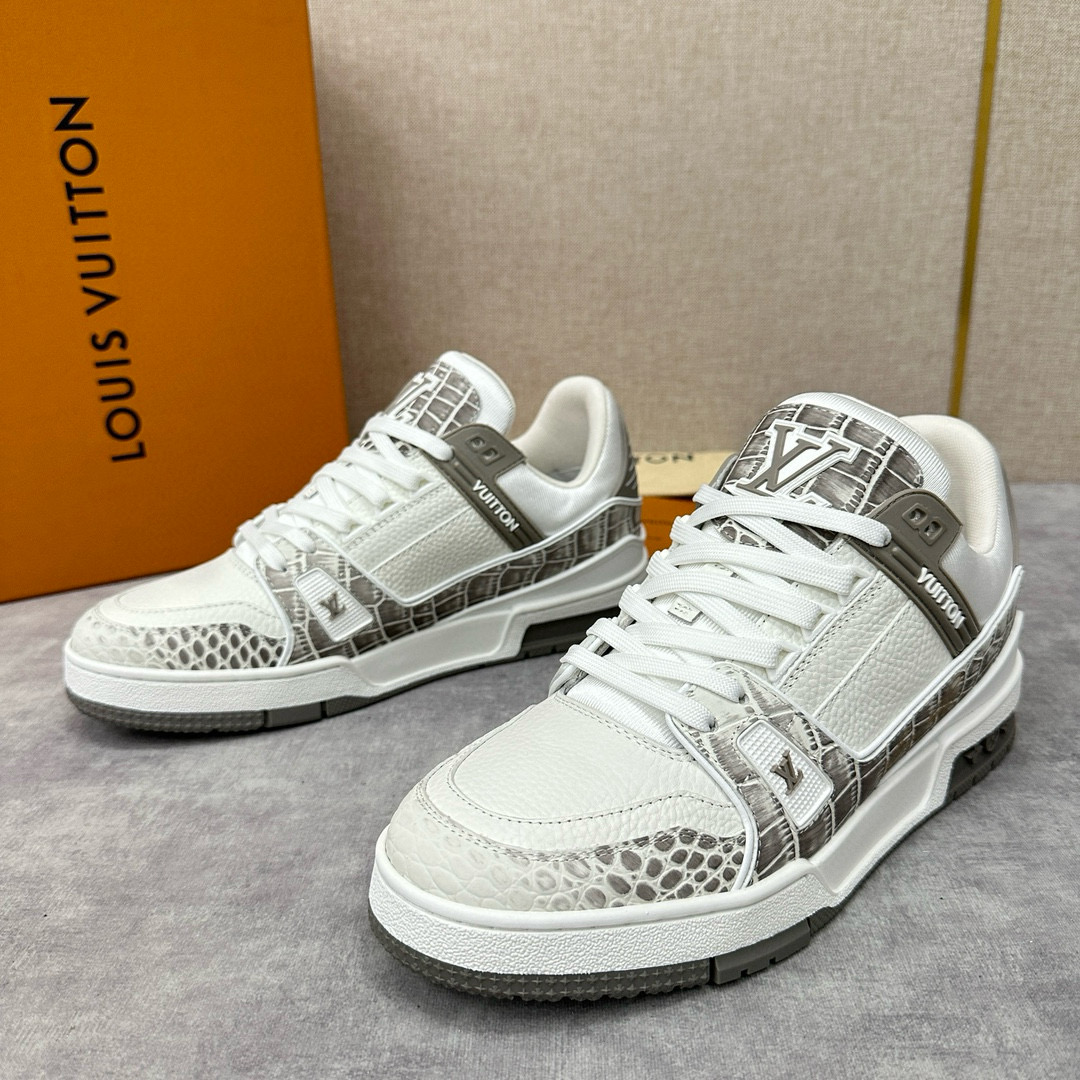 NIGO Louis Vuitton Men's Crocodile Print Cow Leather Low Top Lace Up Flat Shoes #nigo99181