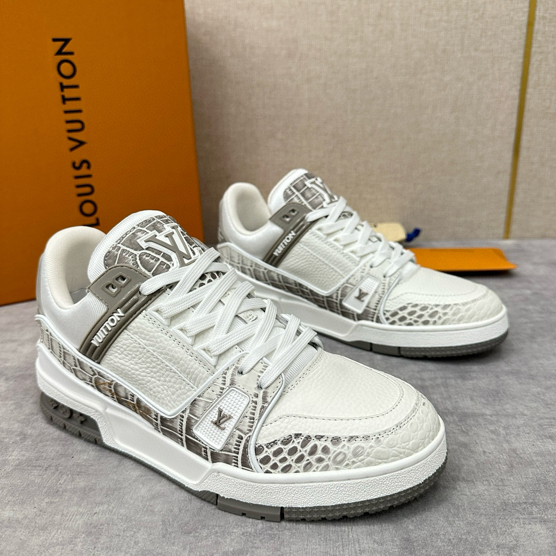 NIGO Louis Vuitton Men's Crocodile Print Cow Leather Low Top Lace Up Flat Shoes #nigo99181