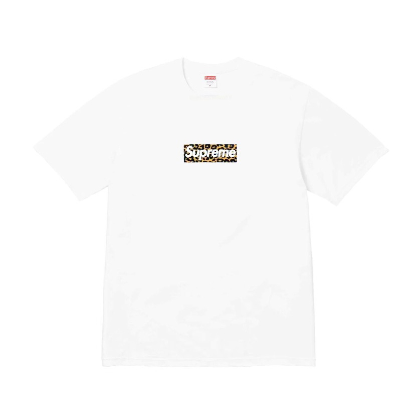 NIGO Supreme Men's and Women's Summer Leopard Print Box Logo Shanghai Opening Limited White Short Sleeve T-Shirt #nigo99193