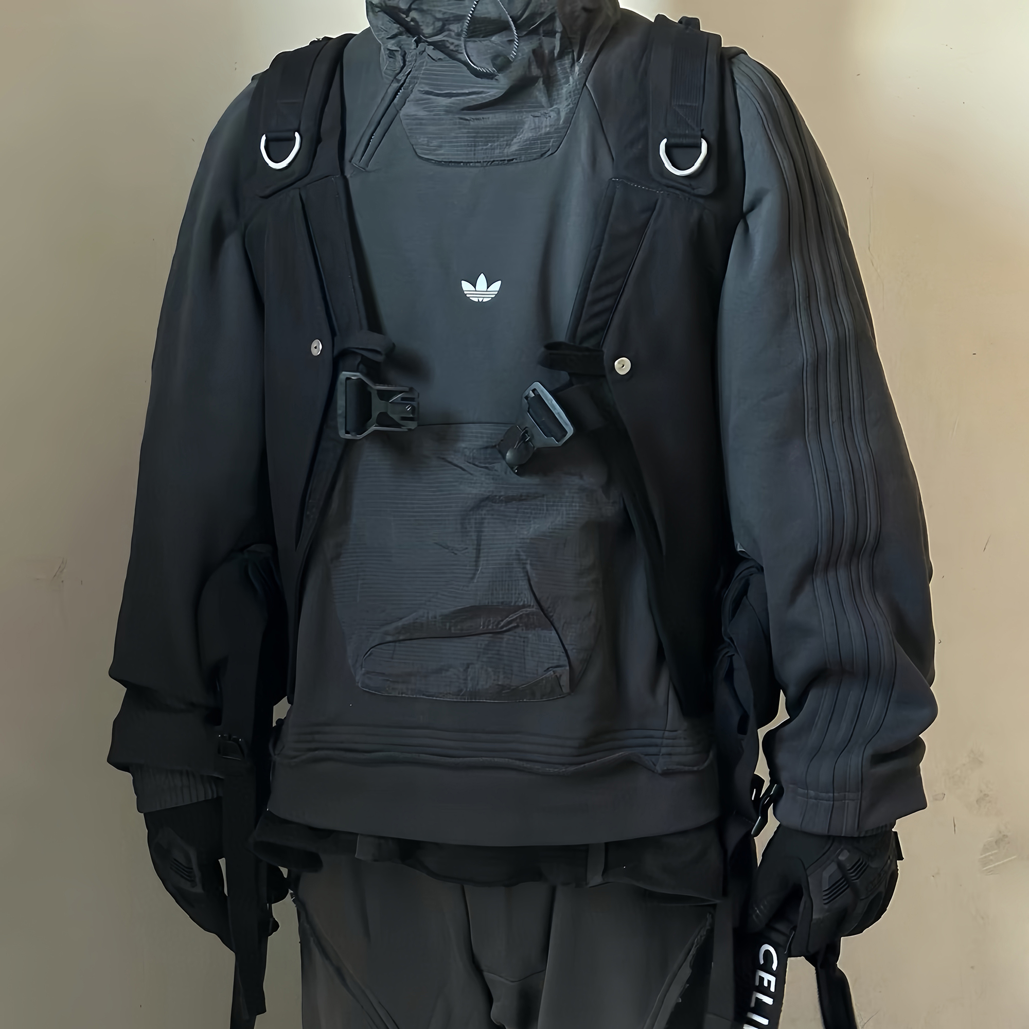 NIGO Adidas Originals X HAMCUS Men's and Women's Colour Blocking Chest Small Logo Pocket Hooded Sweatshirt Pullover #nigo99191