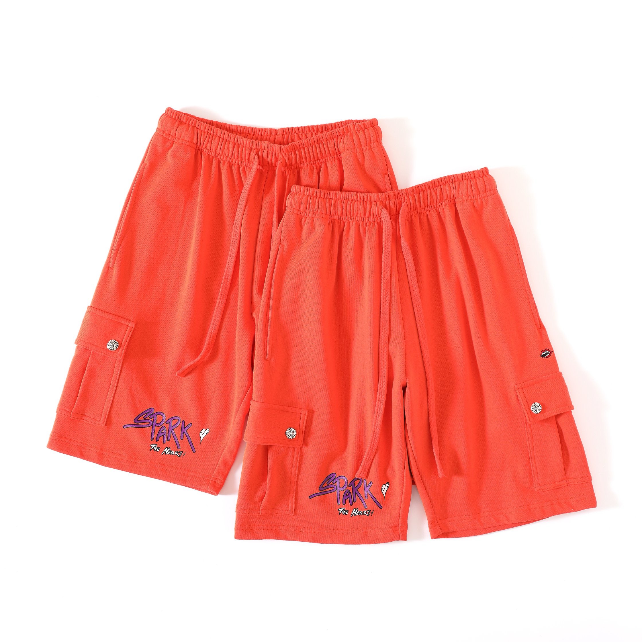 NIGO Chrome Hearts Men's and Women's Red Monogram Printed Mid Waist Tie Straight Casual Shorts Pants #nigo99196