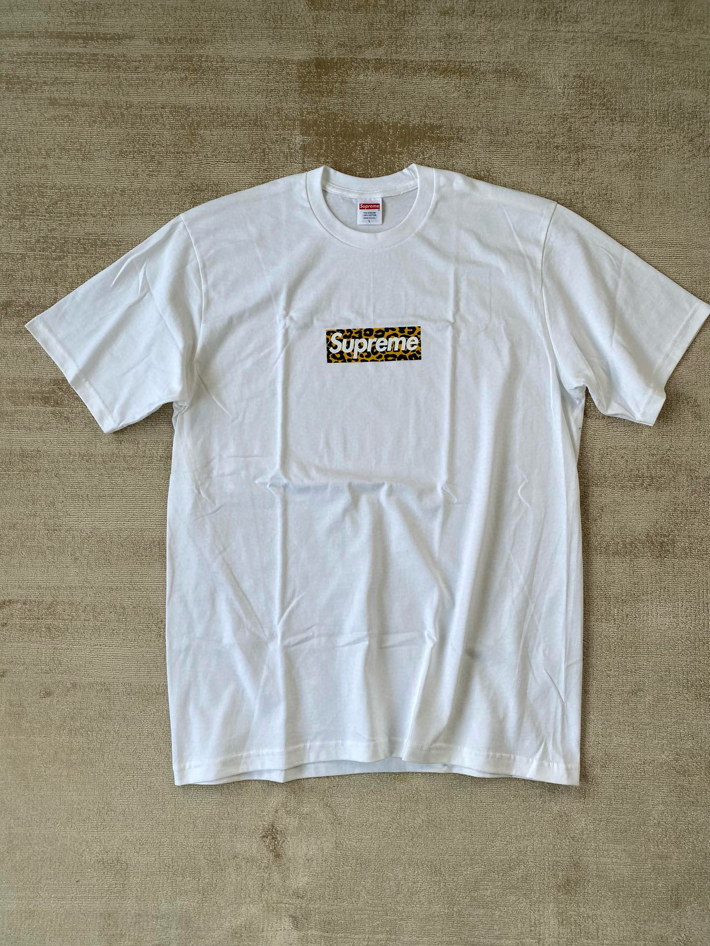 NIGO Supreme Men's and Women's Summer Leopard Print Box Logo Shanghai Opening Limited White Short Sleeve T-Shirt #nigo99193