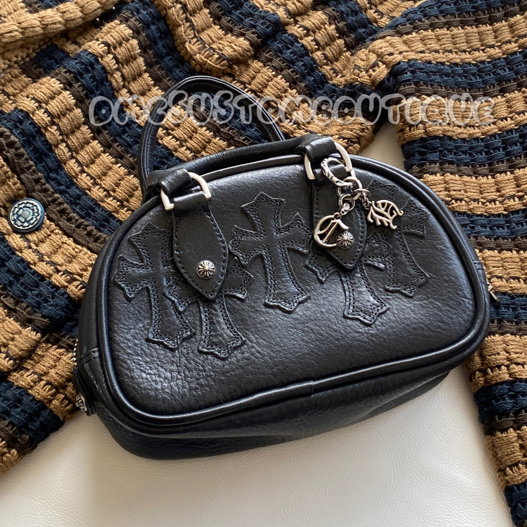 NIGO Chrome Hearts Leather Colorblocked Cowhide Patchwork Sheepskin Handbag Bag Bags #nigo99224