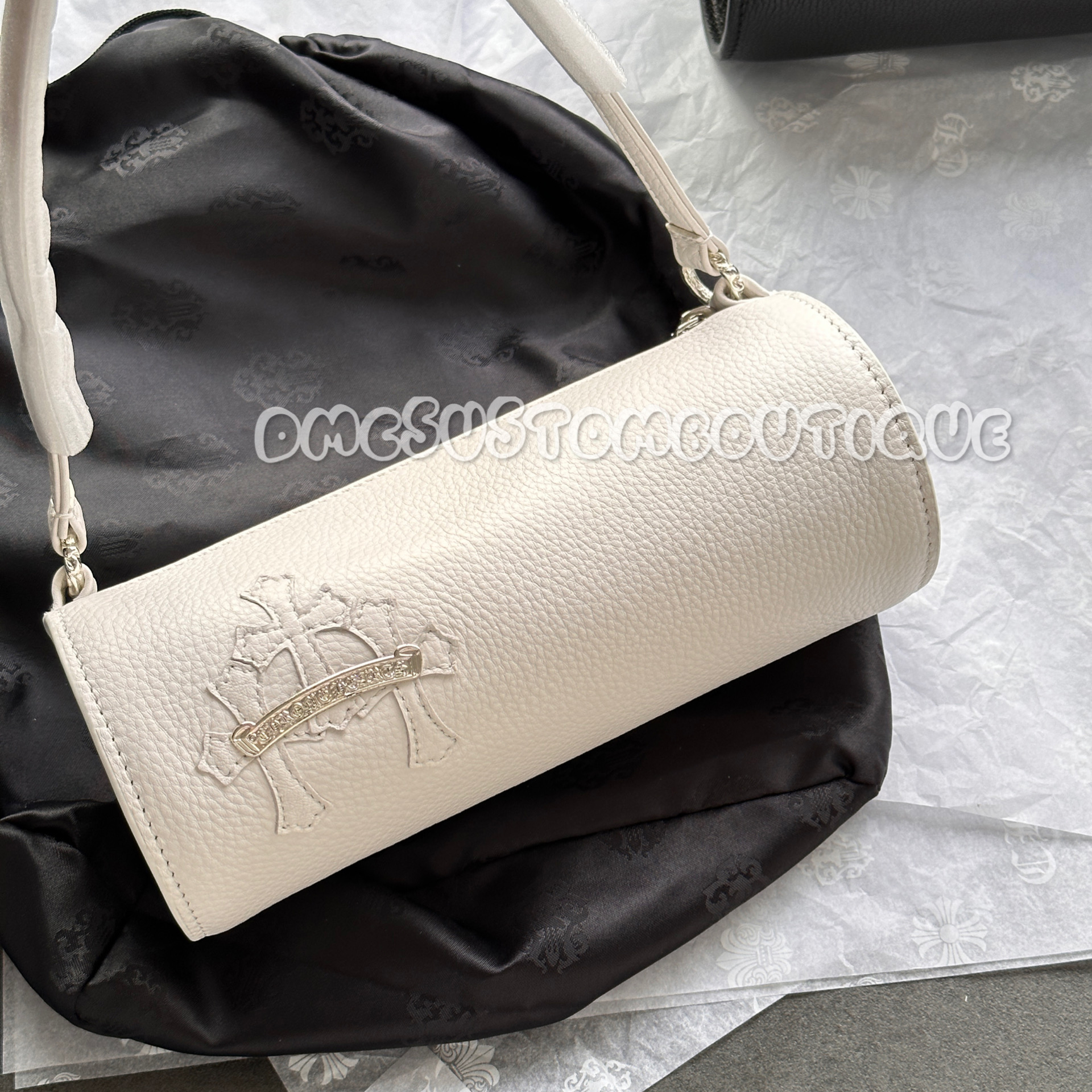 NIGO Chrome Hearts Women's Leather Label Cylinder Underarm Bag Tote Shoulder Bags #nigo99223